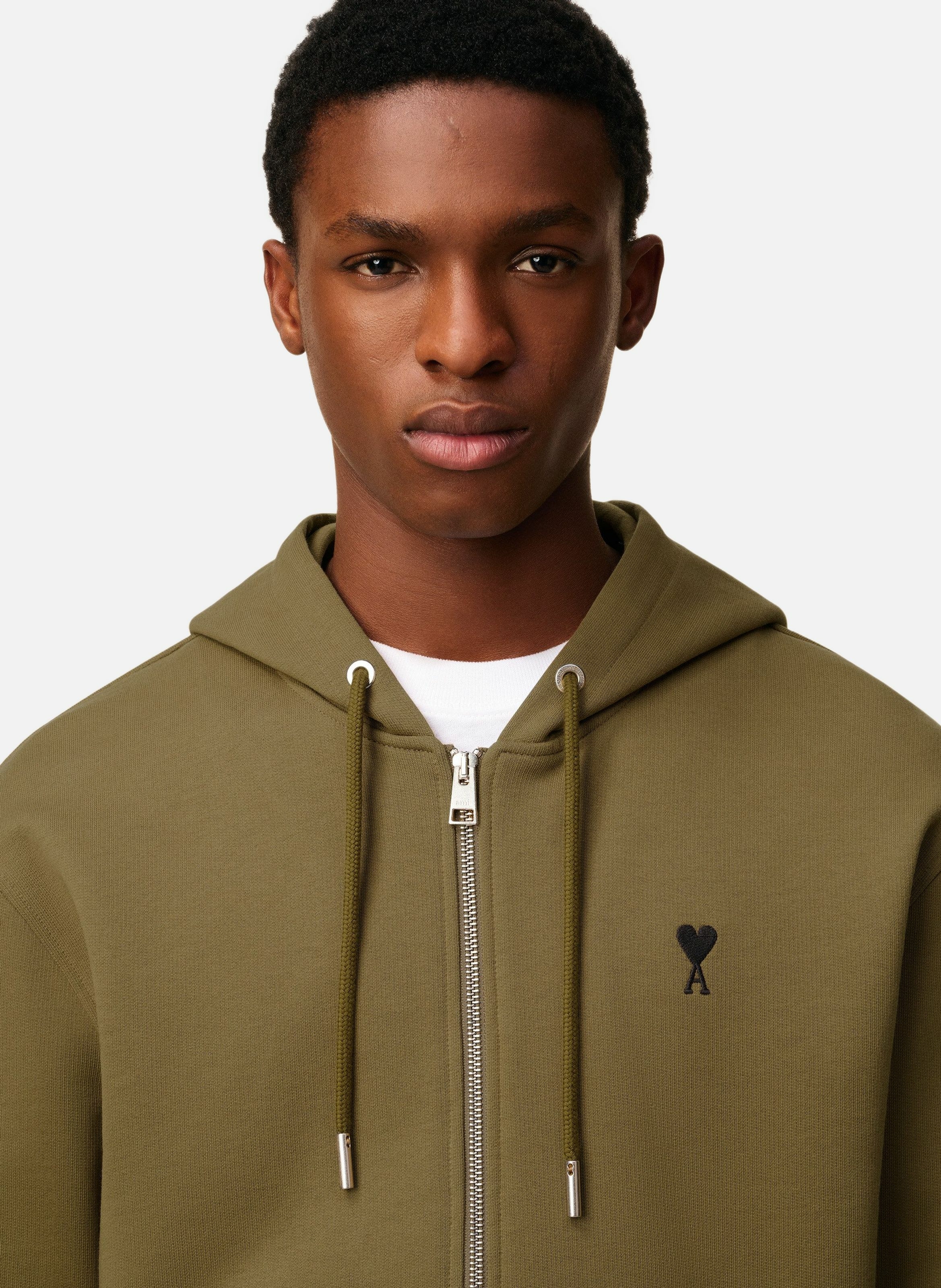Hoodie zippé ami de coeur en coton AMI PARIS Vert