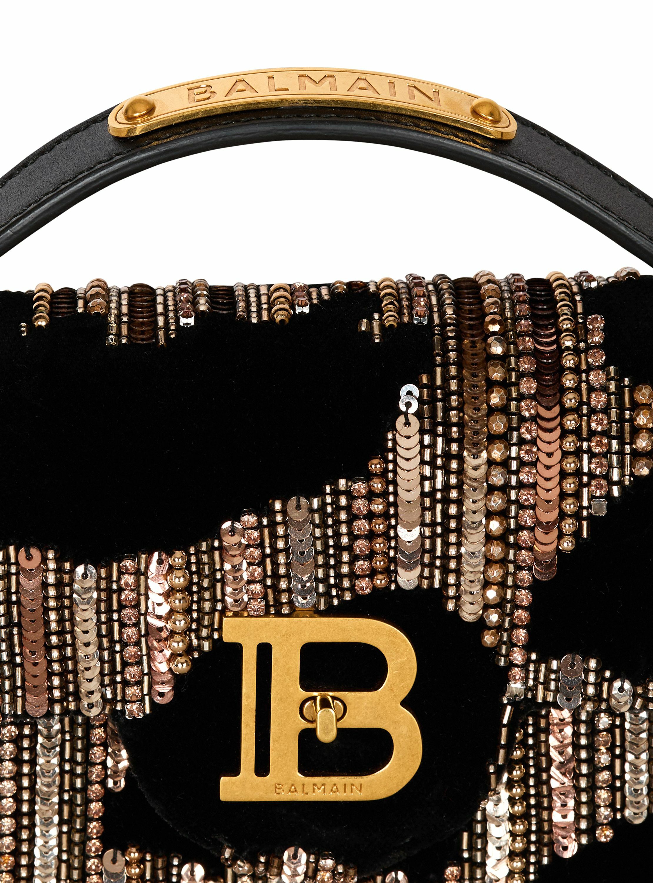 Sac b-buzz dynasty en velours brodé BALMAIN Noir