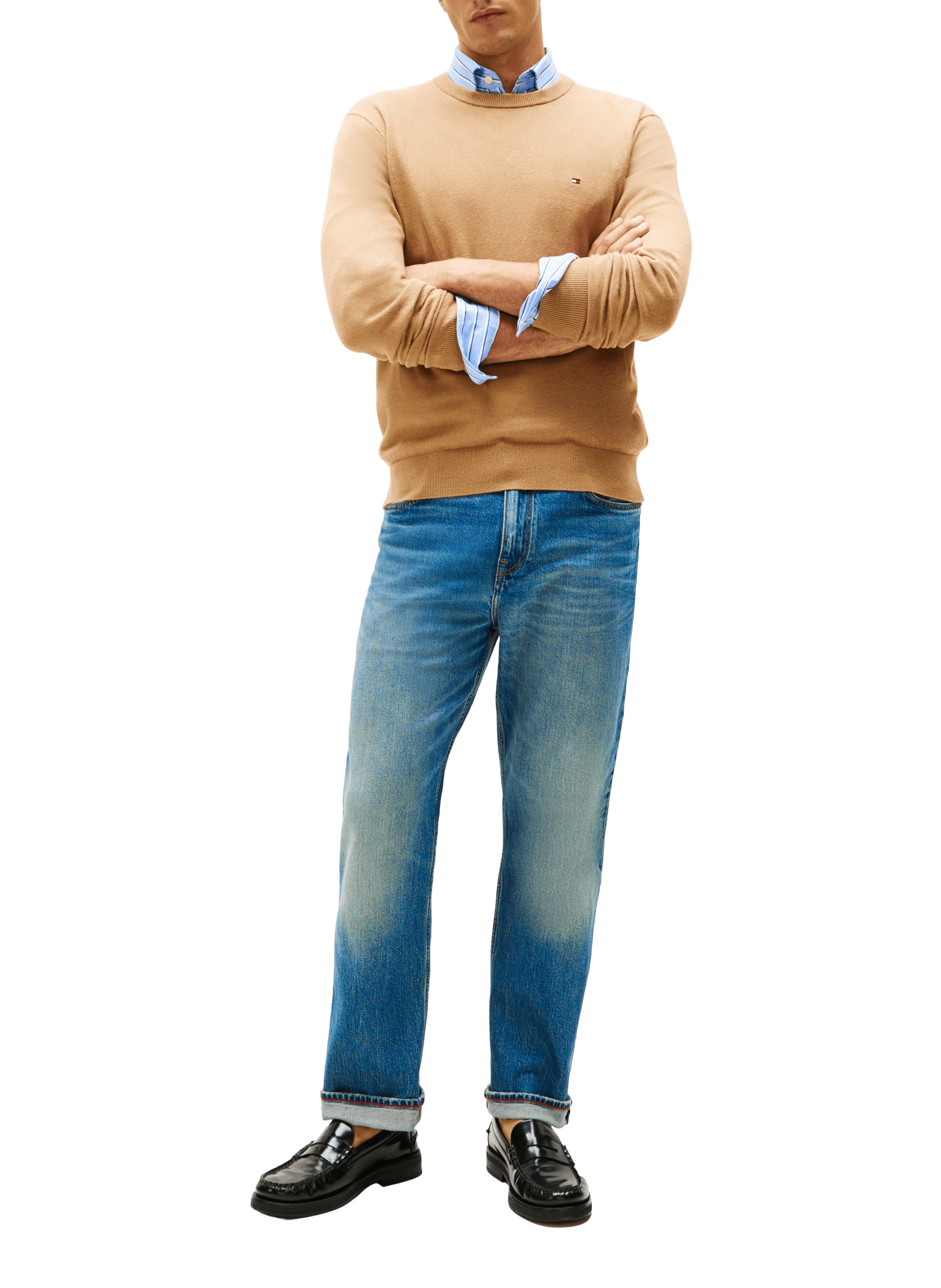 Cotton cable knit jumper TOMMY HILFIGER Brown