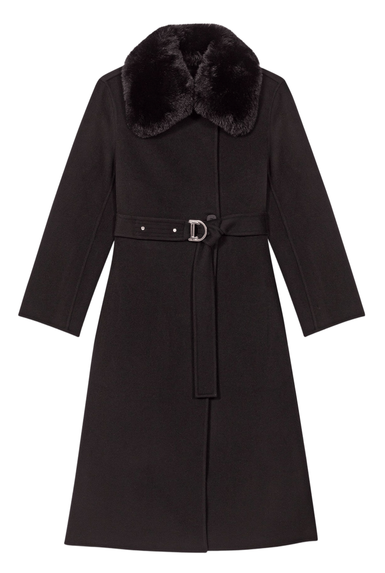 Manteau col classique en laine mélangée MAJE Noir