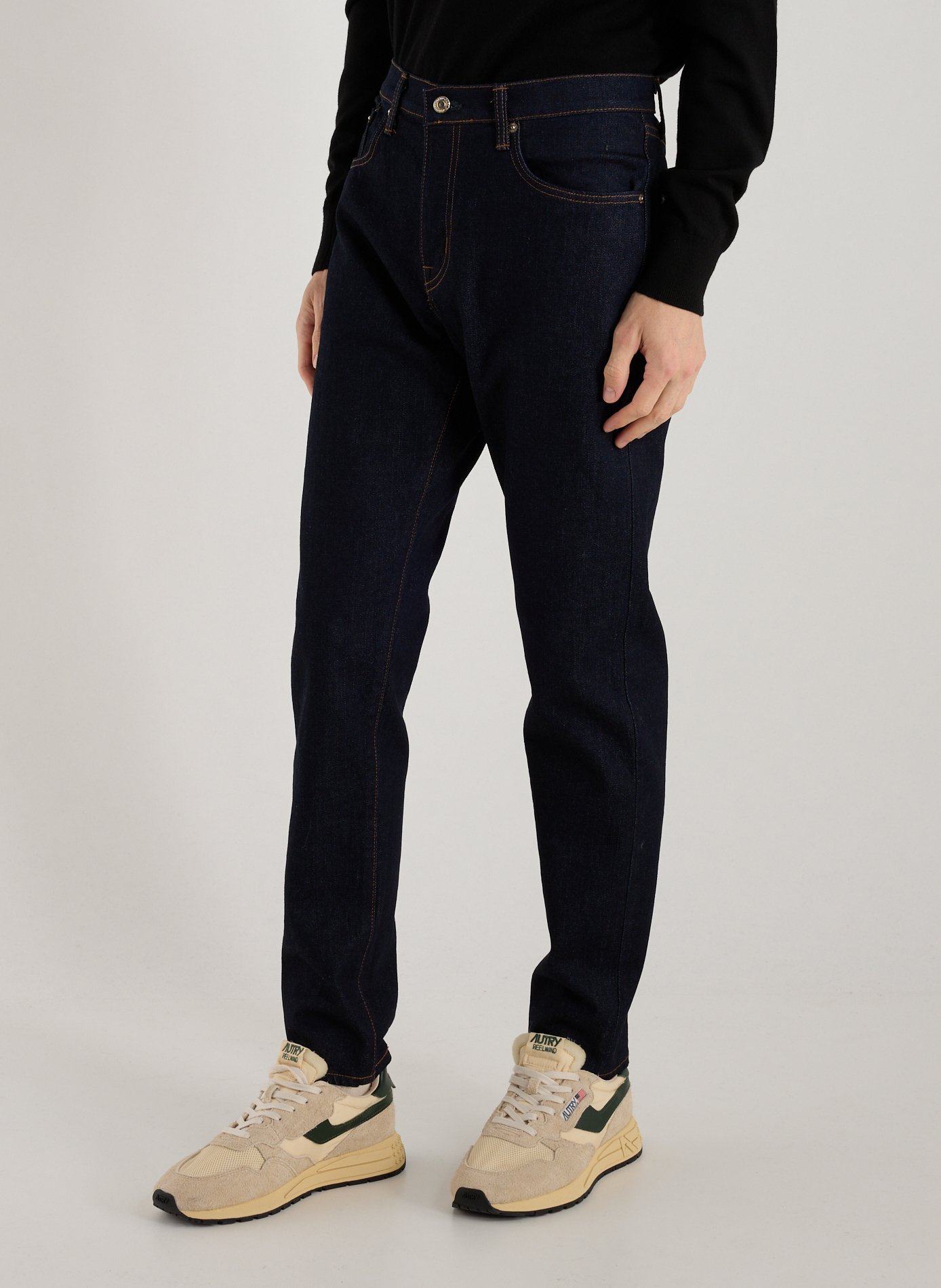 EDWIN Jean cinq poches en coton mélangé Bleu