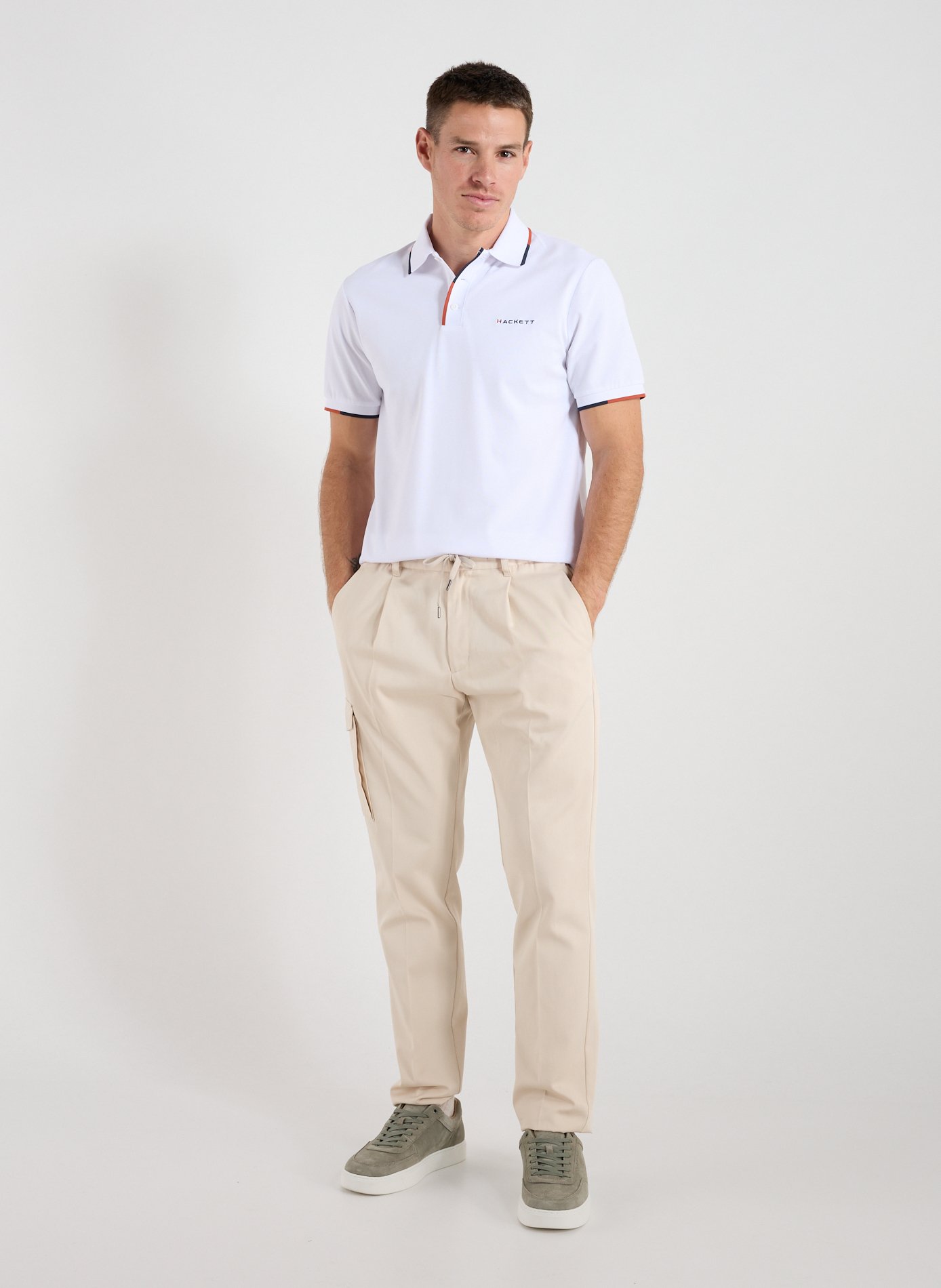 Short-sleeved polo shirt in blended cotton HACKETT White
