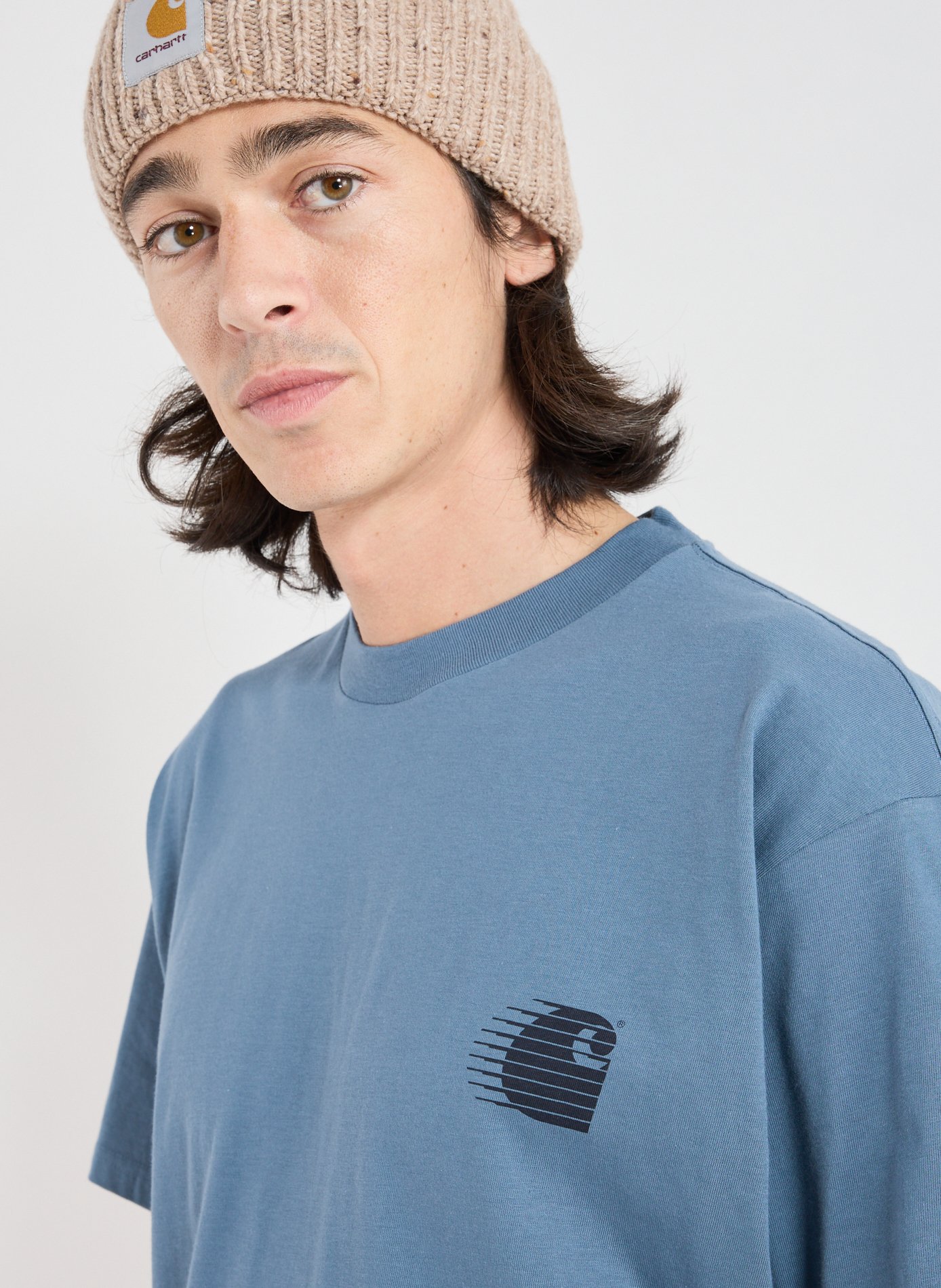 Round neck cotton printed T-shirt CARHARTT WIP Blue