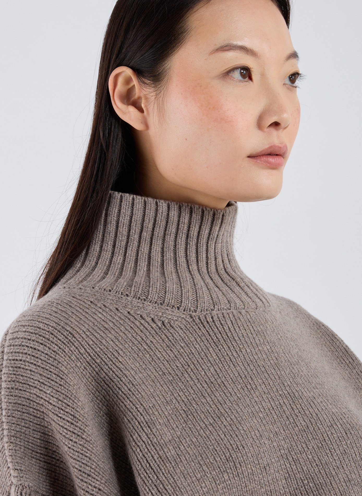 Pull col roulé en laine ROHE FRAMES Beige