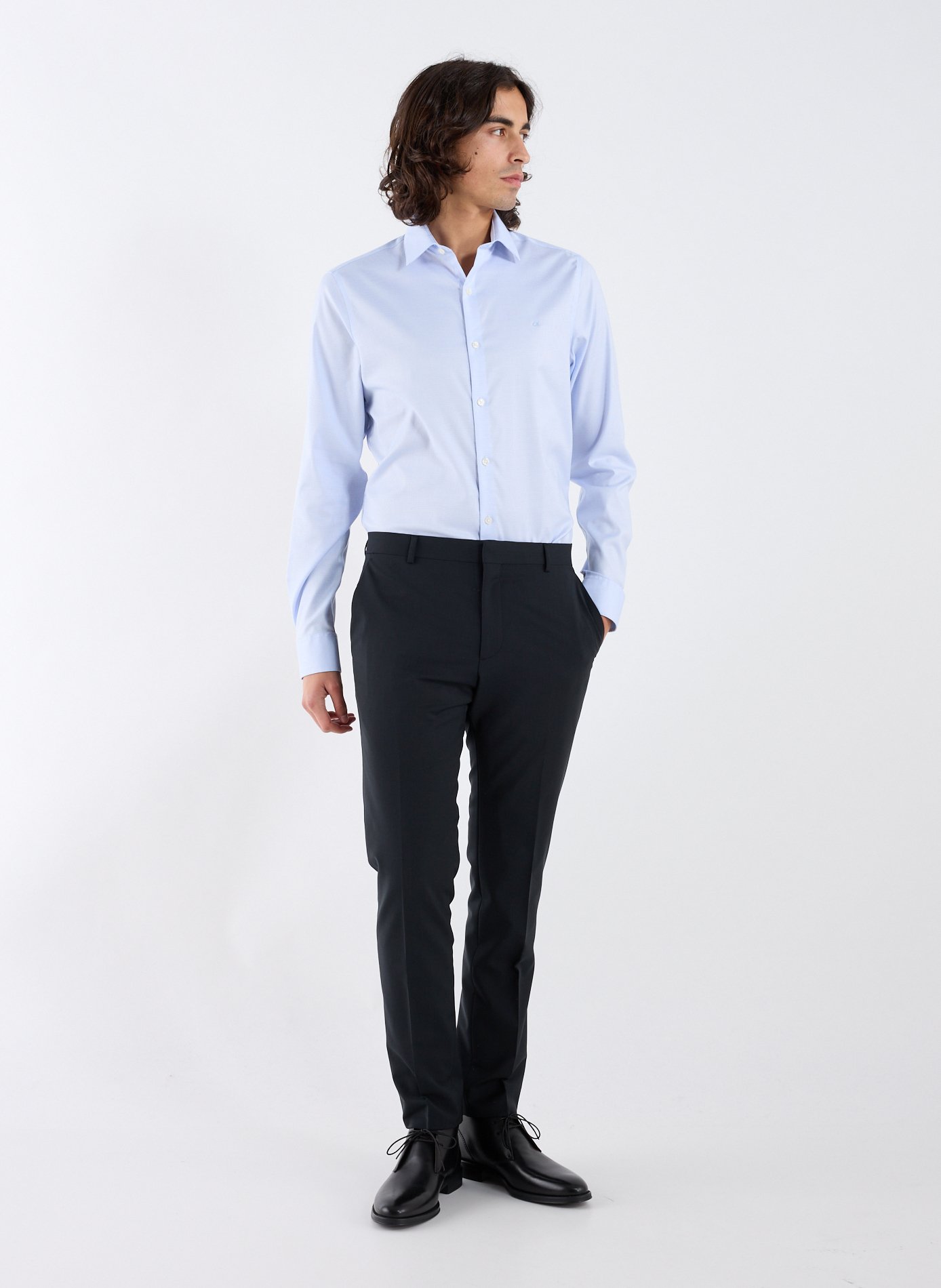 Chemise slim en coton mélangé CALVIN KLEIN Bleu