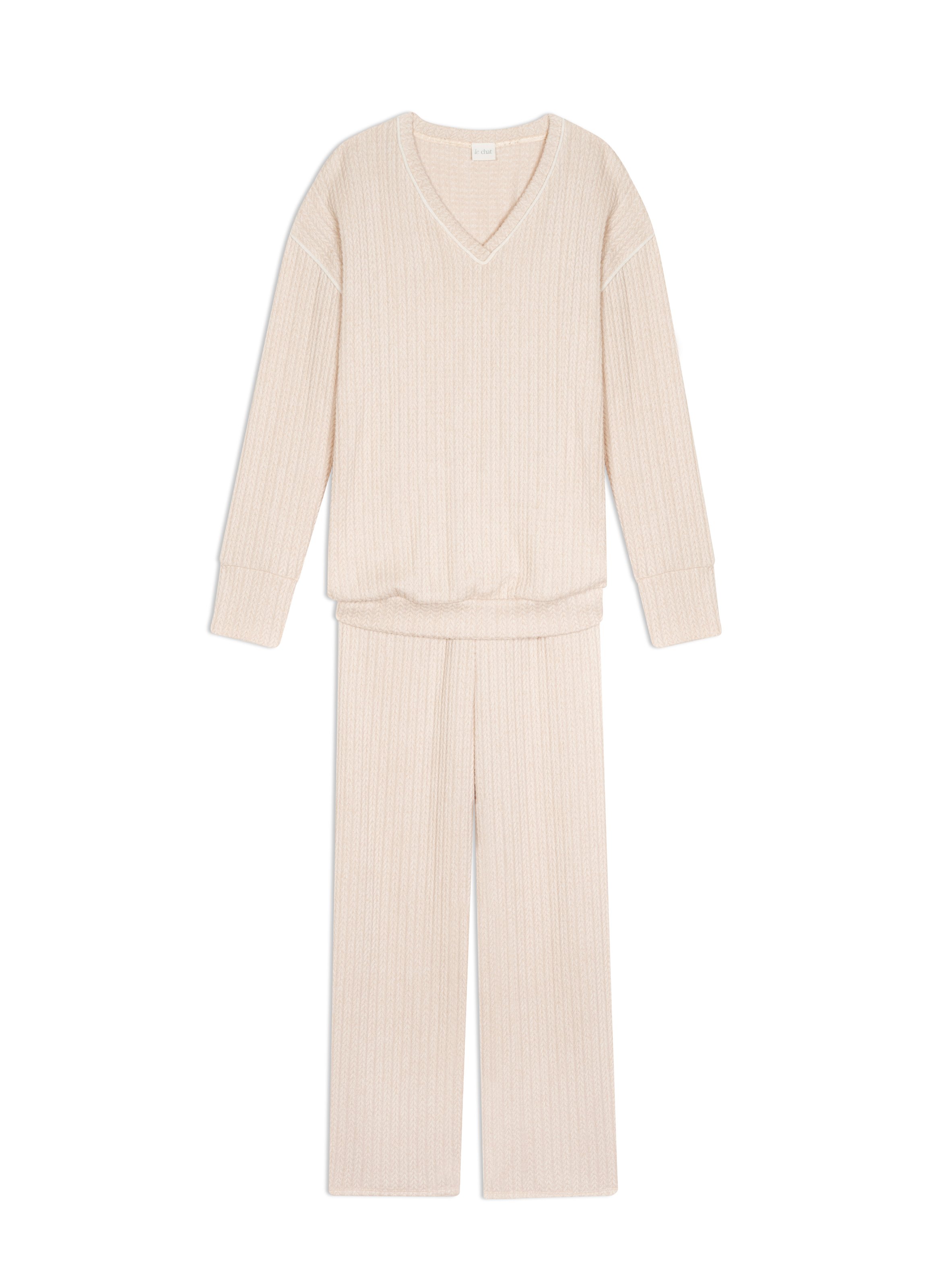 Ensemble homewear en maille tricot shetland 124 LE CHAT Beige