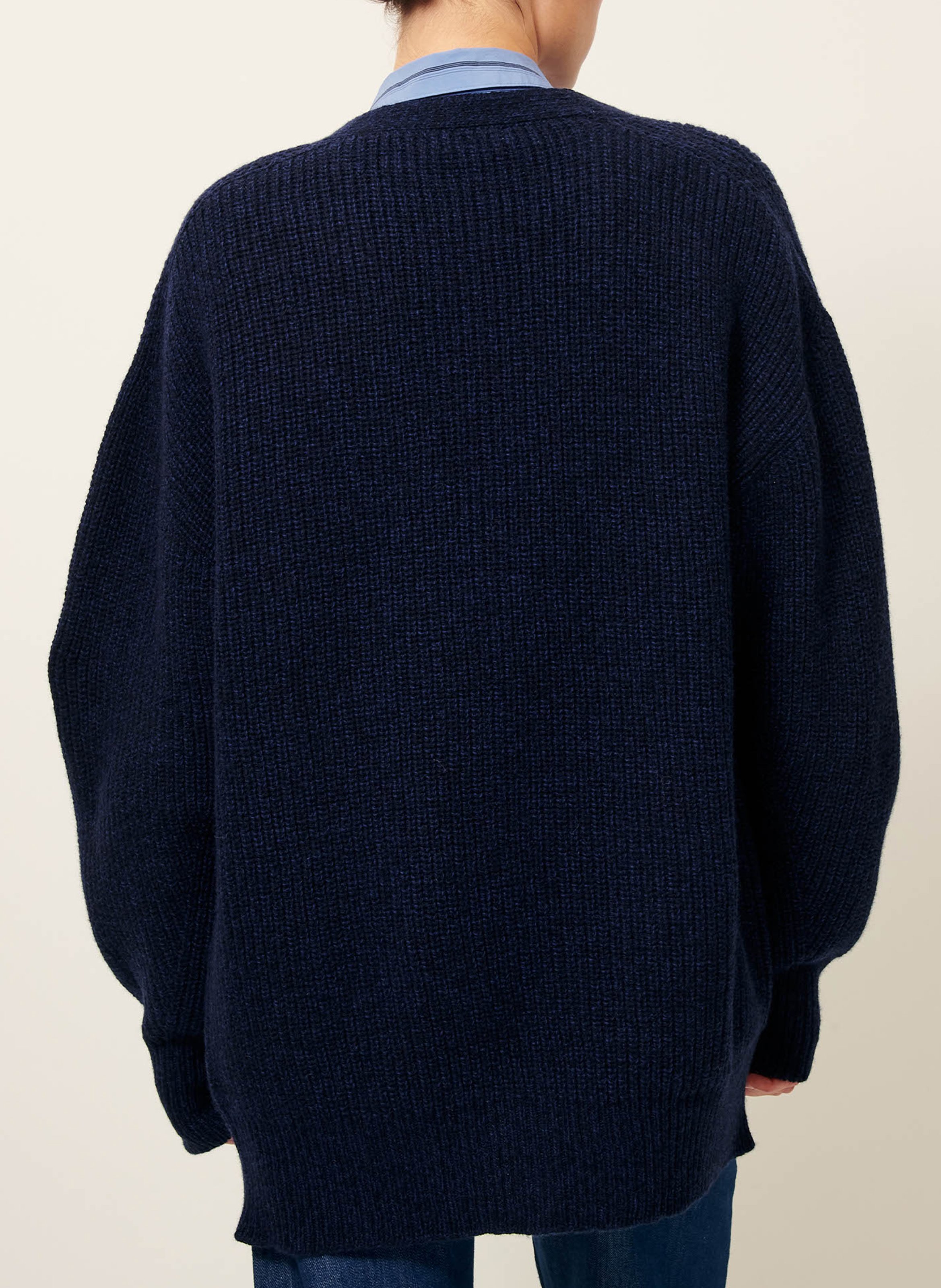 Gilet col v en laine mélangée cardy SESSUN Bleu