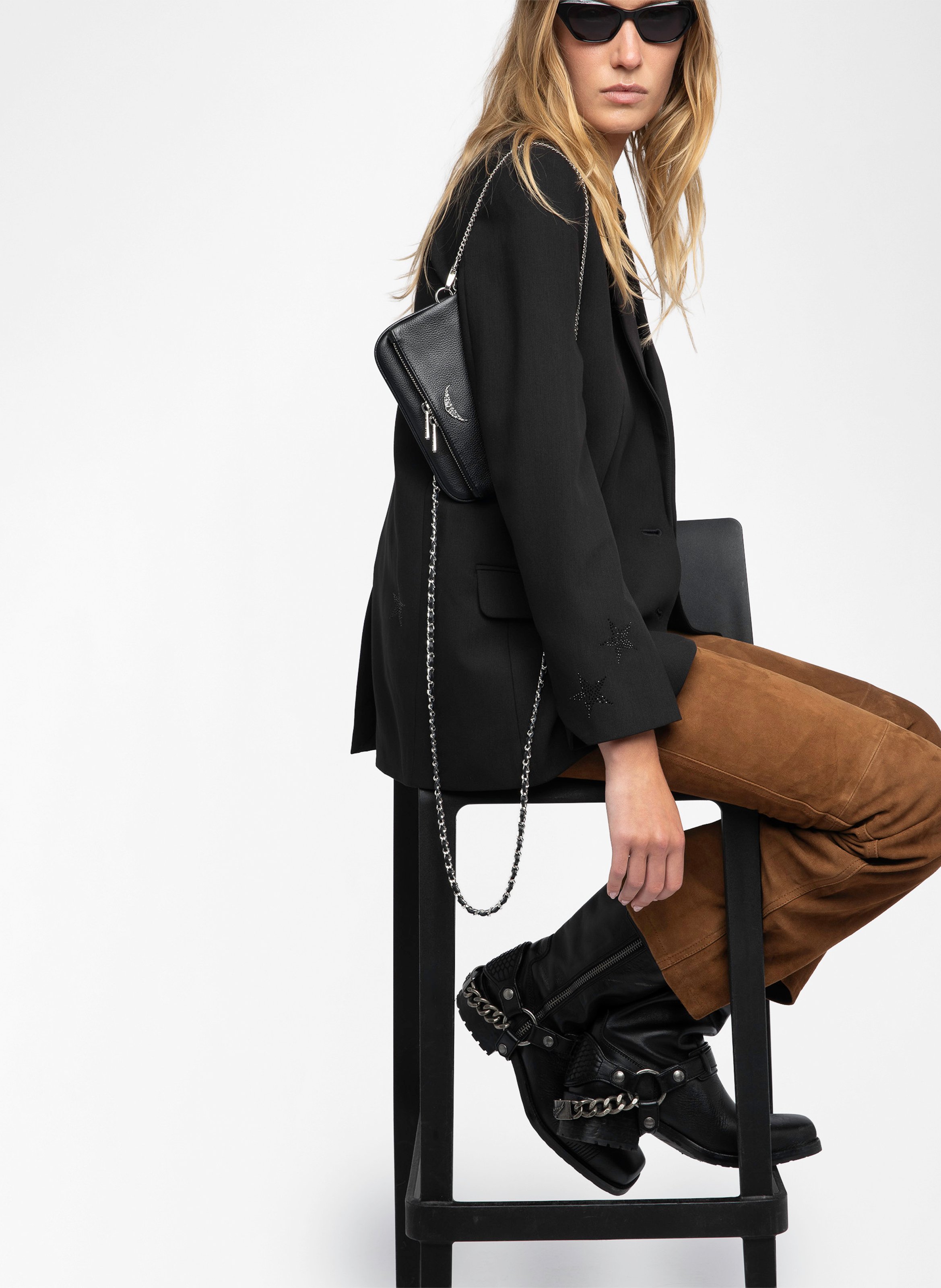 Sac bandoulière en cuir rock ZADIG&VOLTAIRE Noir