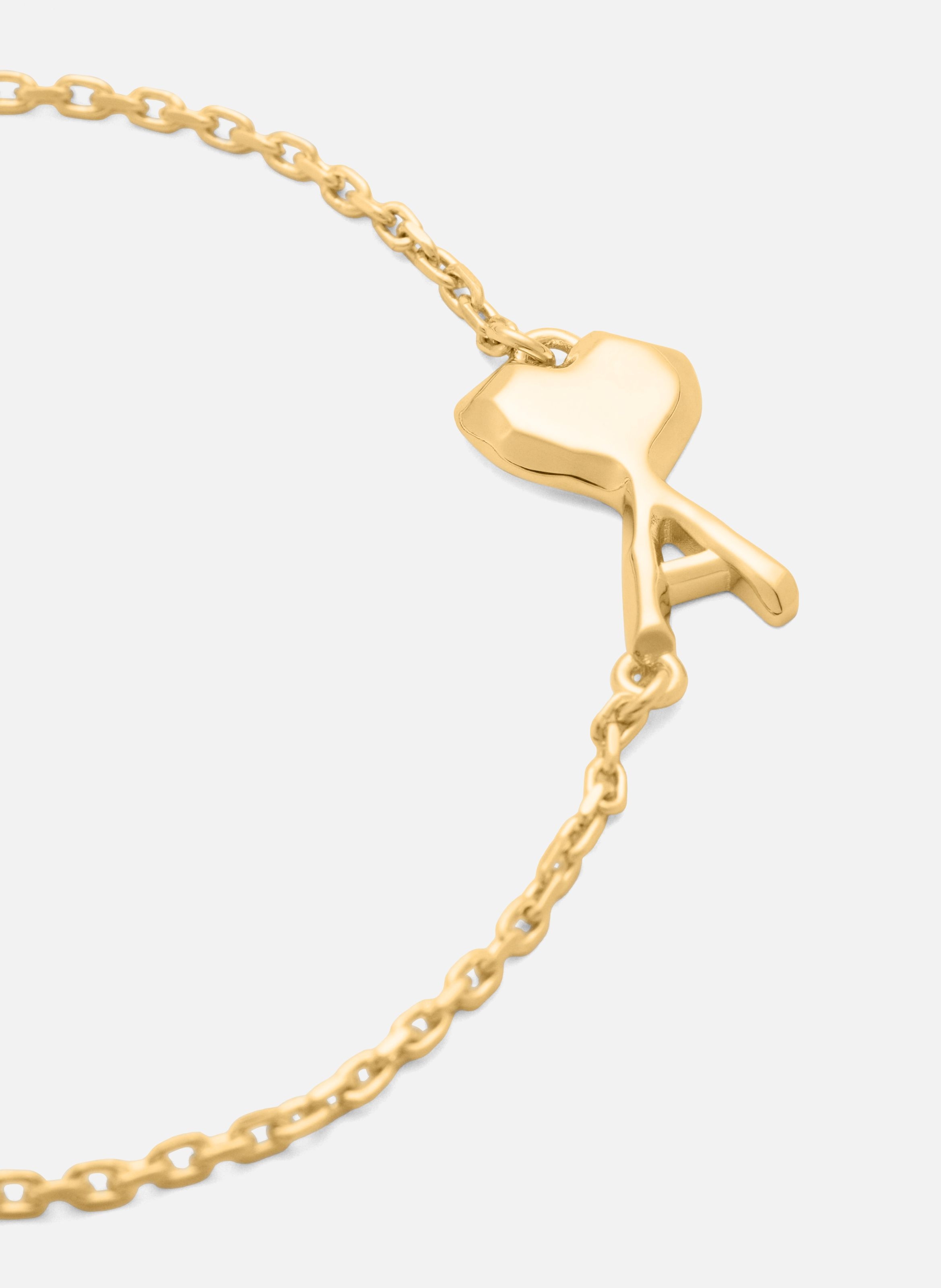 Bracelet martelé fin ami de coeur unisexe en laiton AMI PARIS Jaune