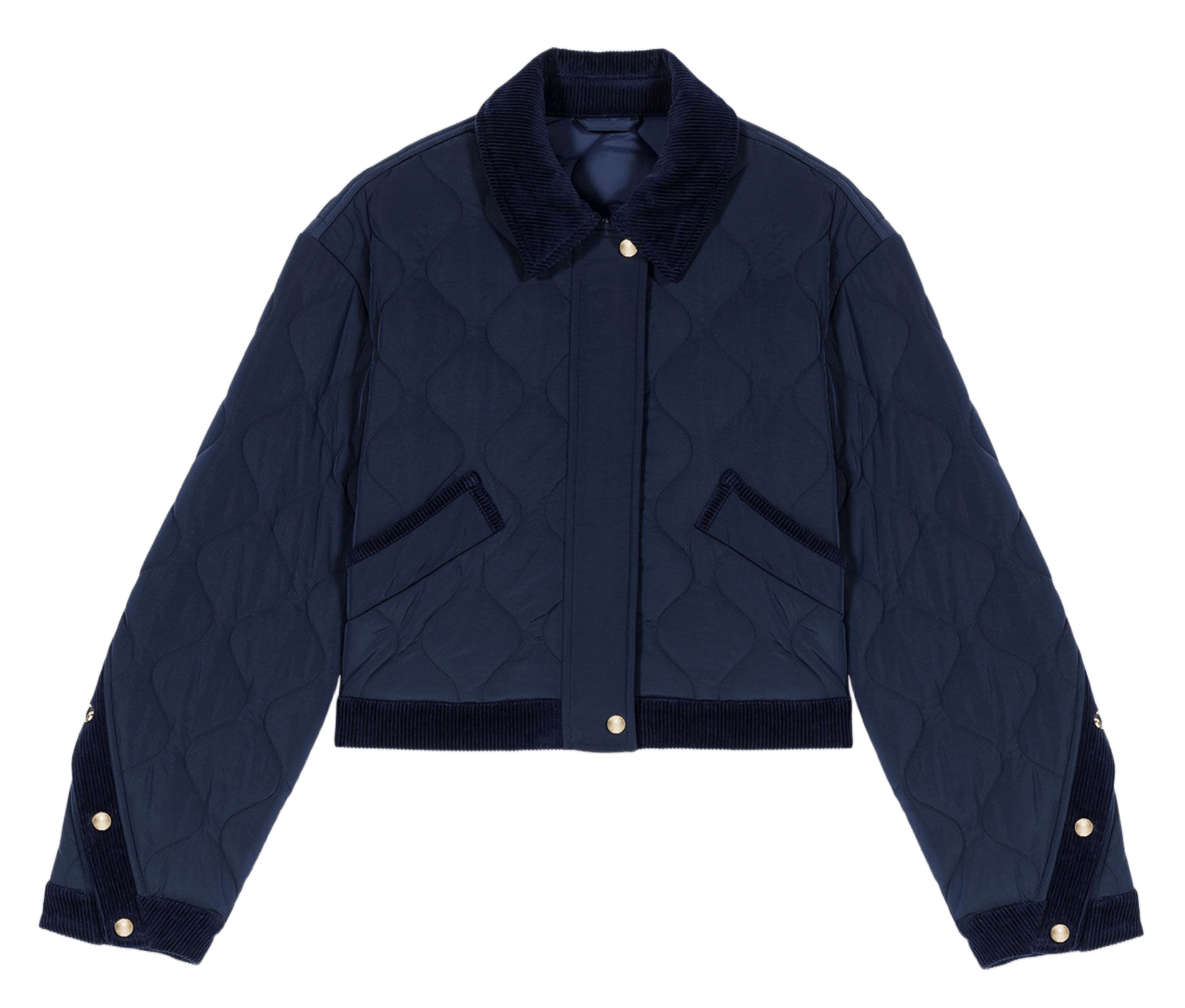 Veste matelassée à détails velours MAJE Bleu