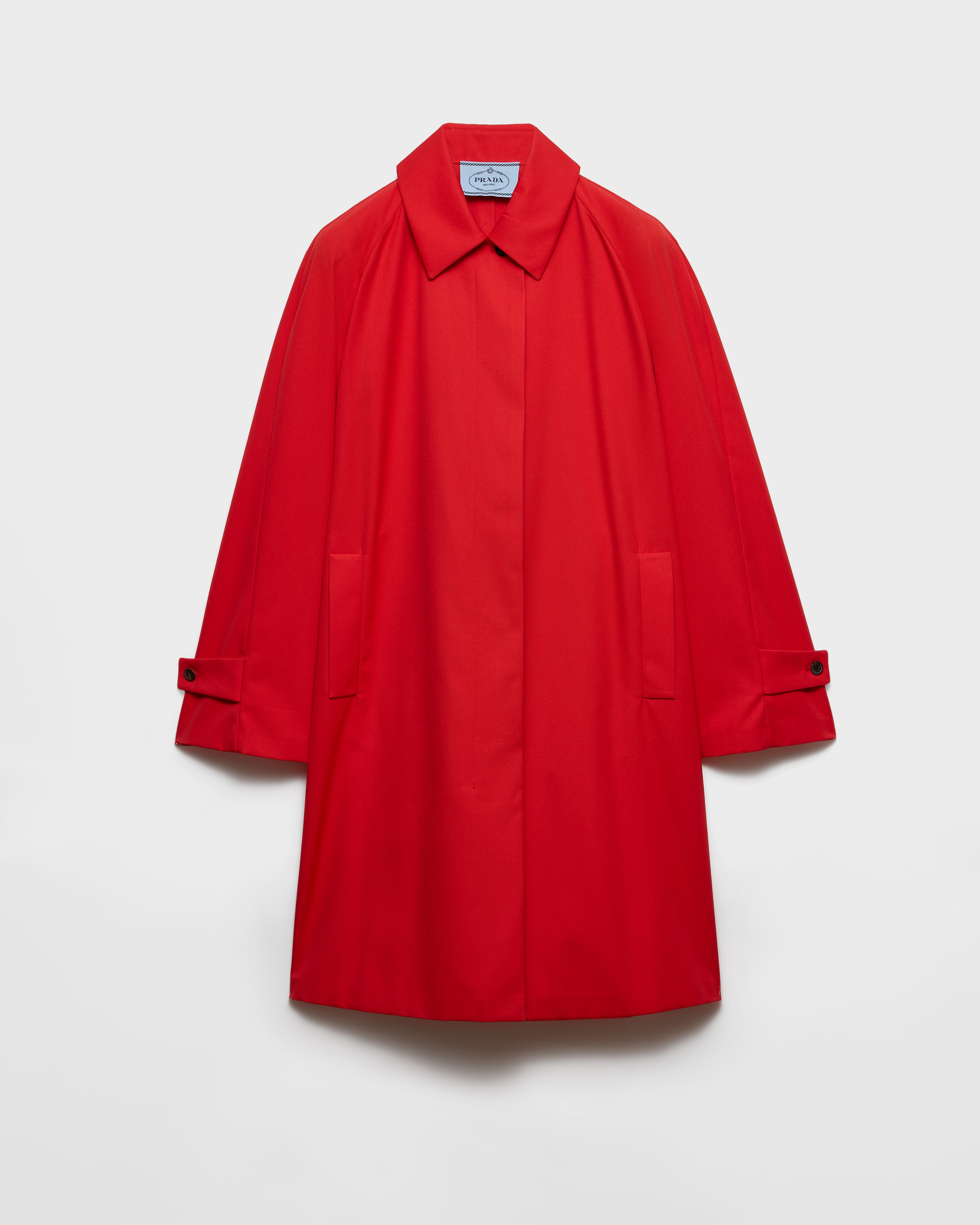 Manteau droit en gabardine PRADA Rouge