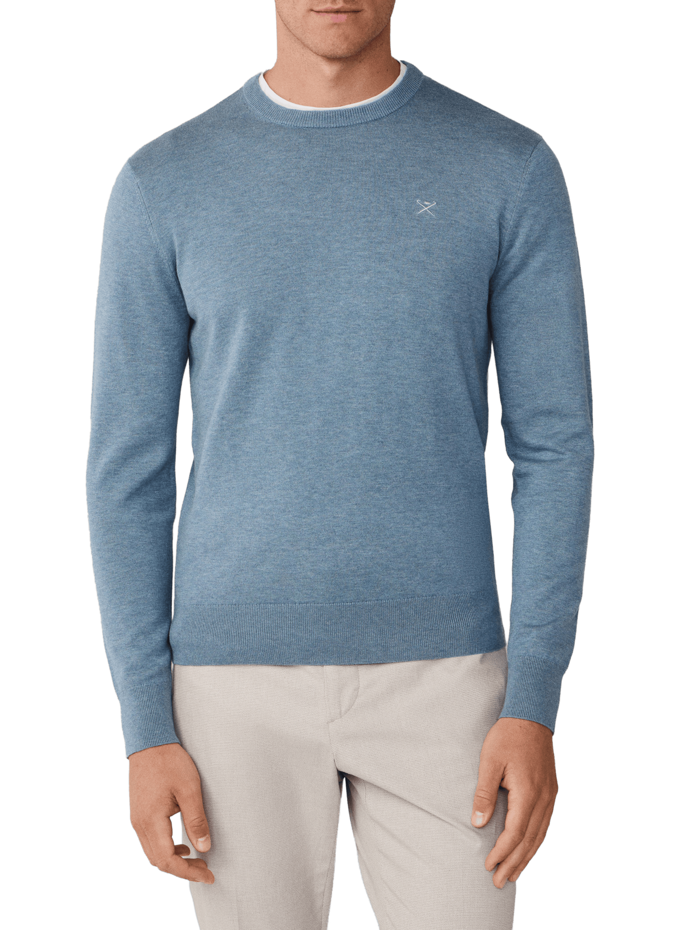 Round neck sweater in cotton and silk HACKETT Blue