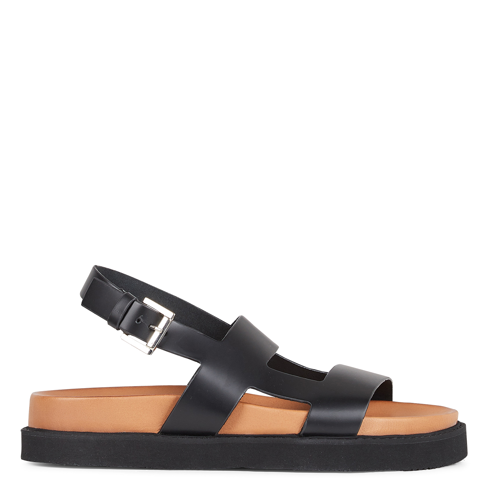 Sandales plates en cuir lagune JONAK Noir