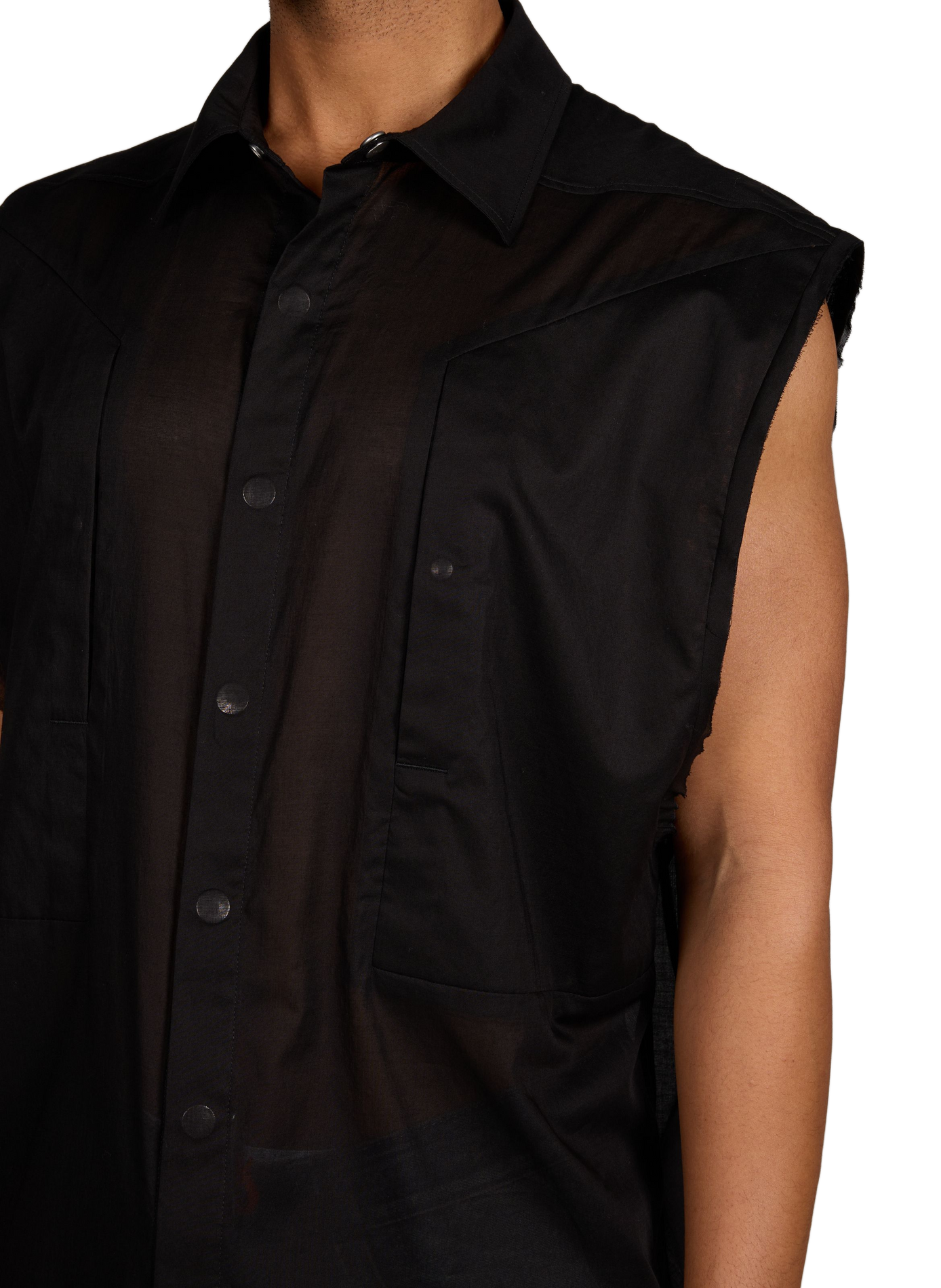Chemise droite mi-longue en coton RICK OWENS Noir