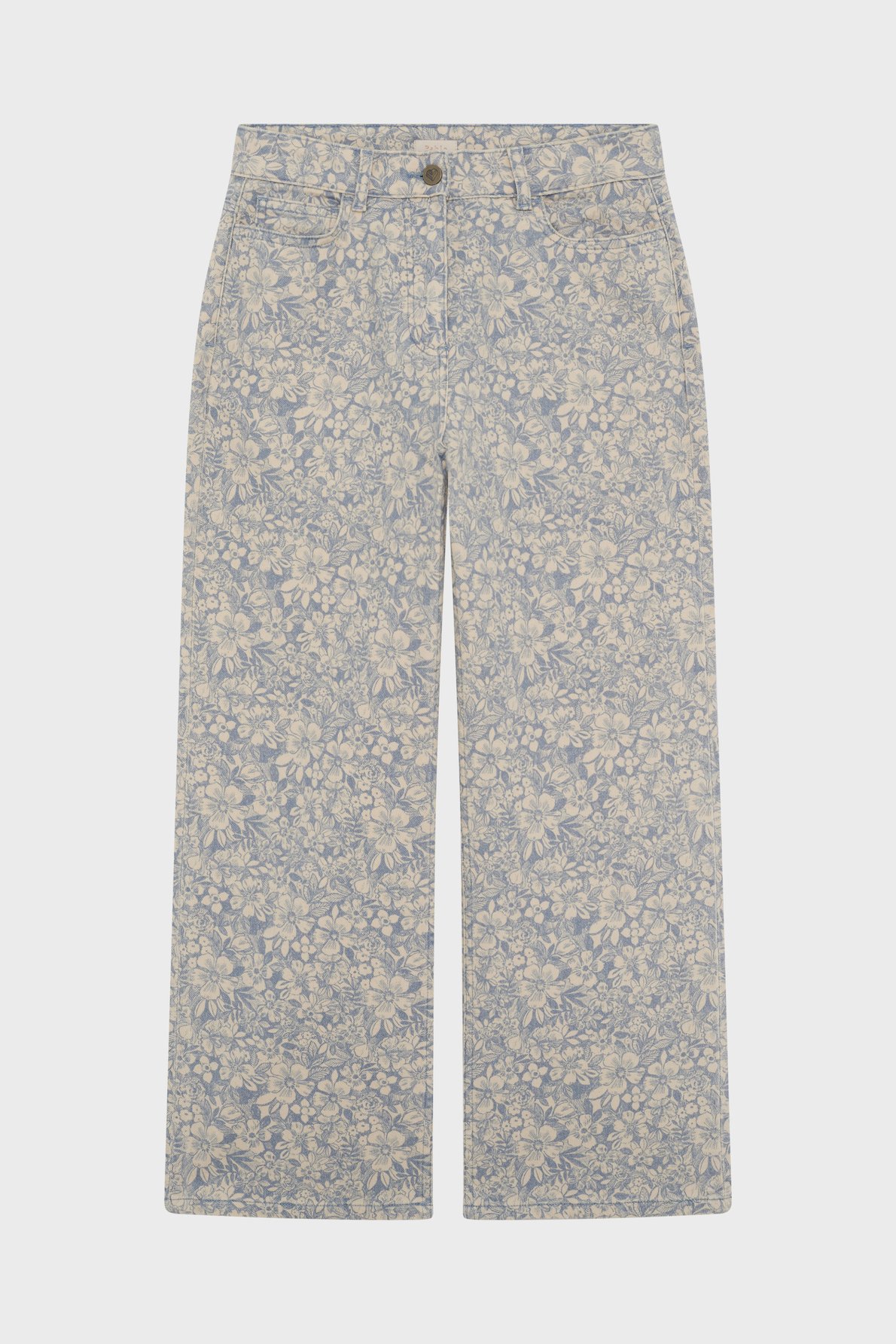 Jean droit à fleurs - bahiya PABLO Bleu