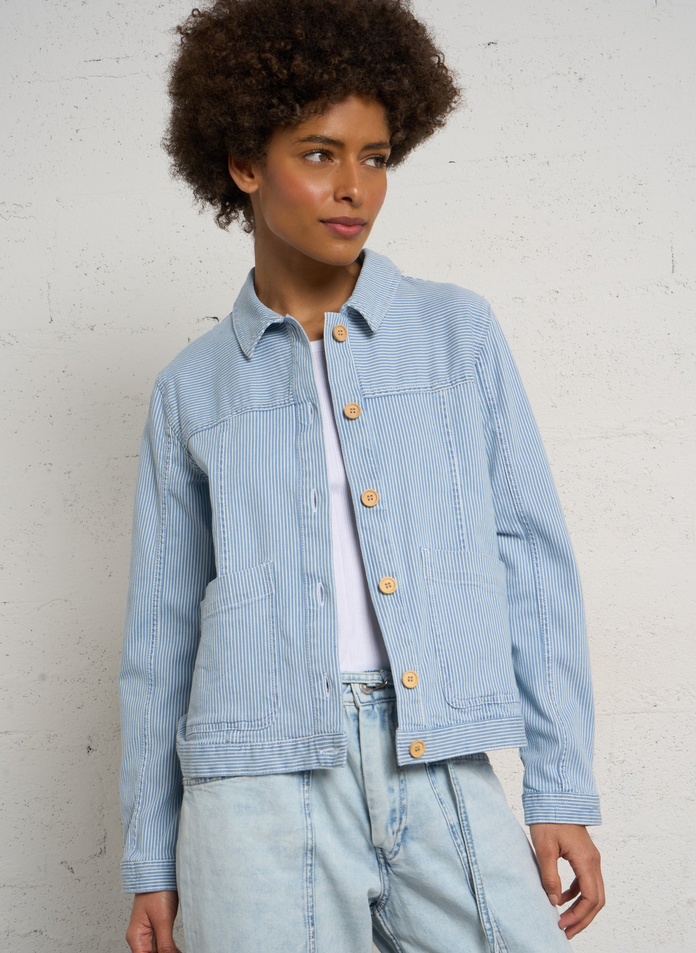 Veste en jean à rayures ARMOR-LUX Bleu