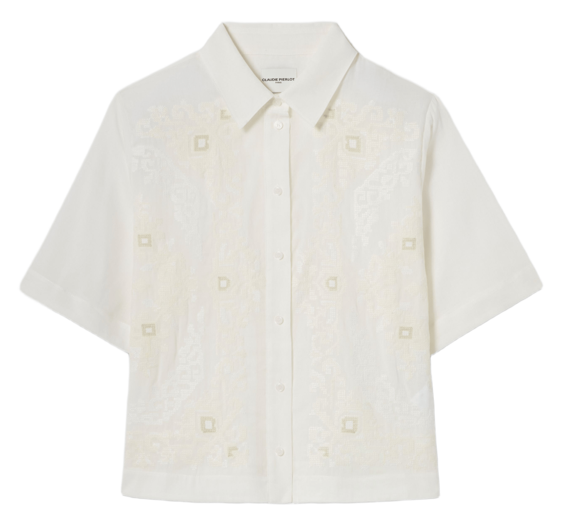 Chemise col classique en coton mélangé CLAUDIE PIERLOT Beige