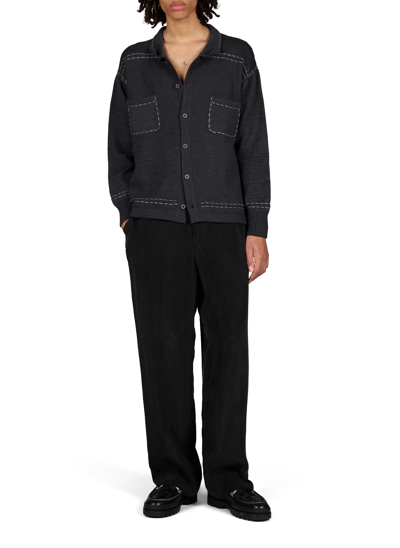 Cotton knit cardigan PAS UNE MARQUE Black