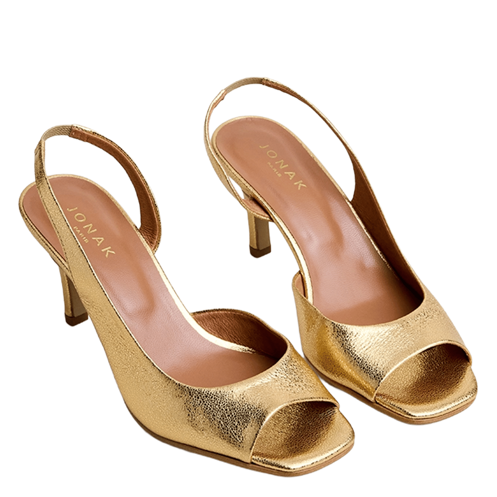 Sandales à talons en cuir métallisé dira JONAK Doré