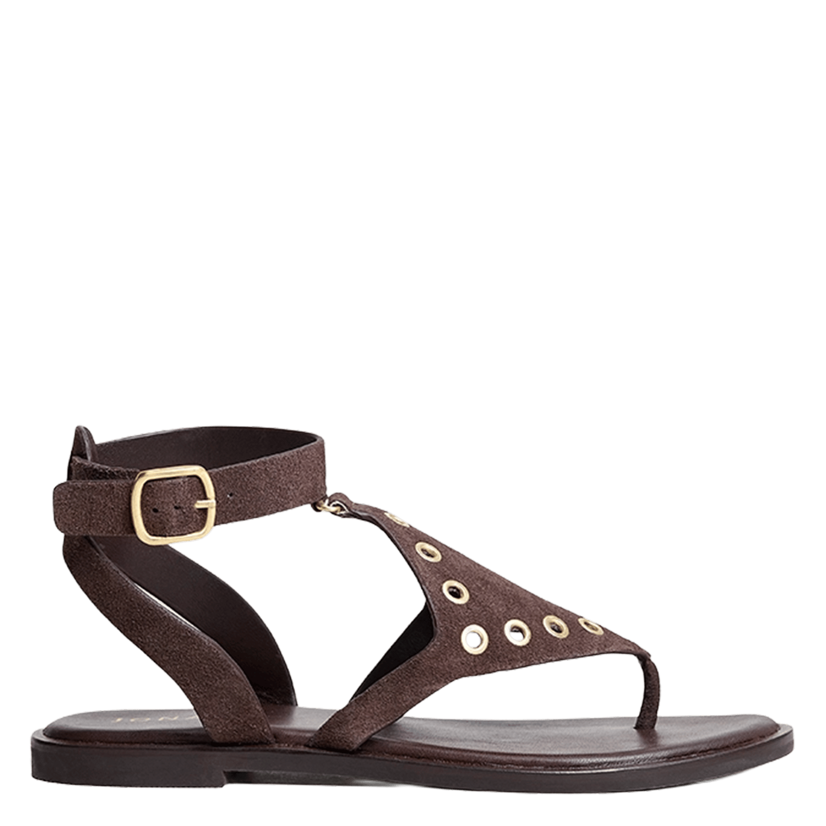 Sandales plates en cuir velours woops JONAK Marron