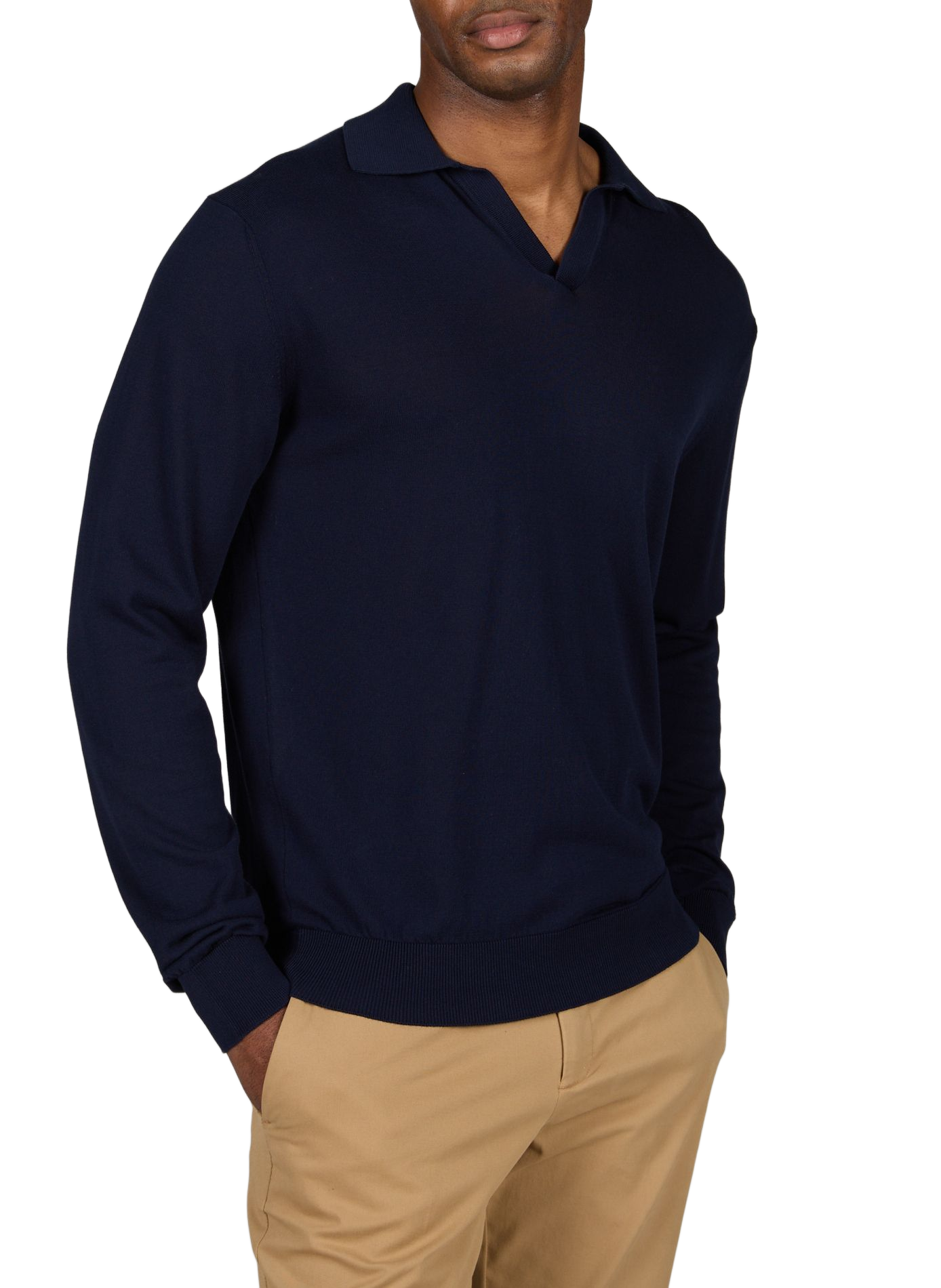 Langarm-Poloshirt aus Baumwolle CRUNA Blau