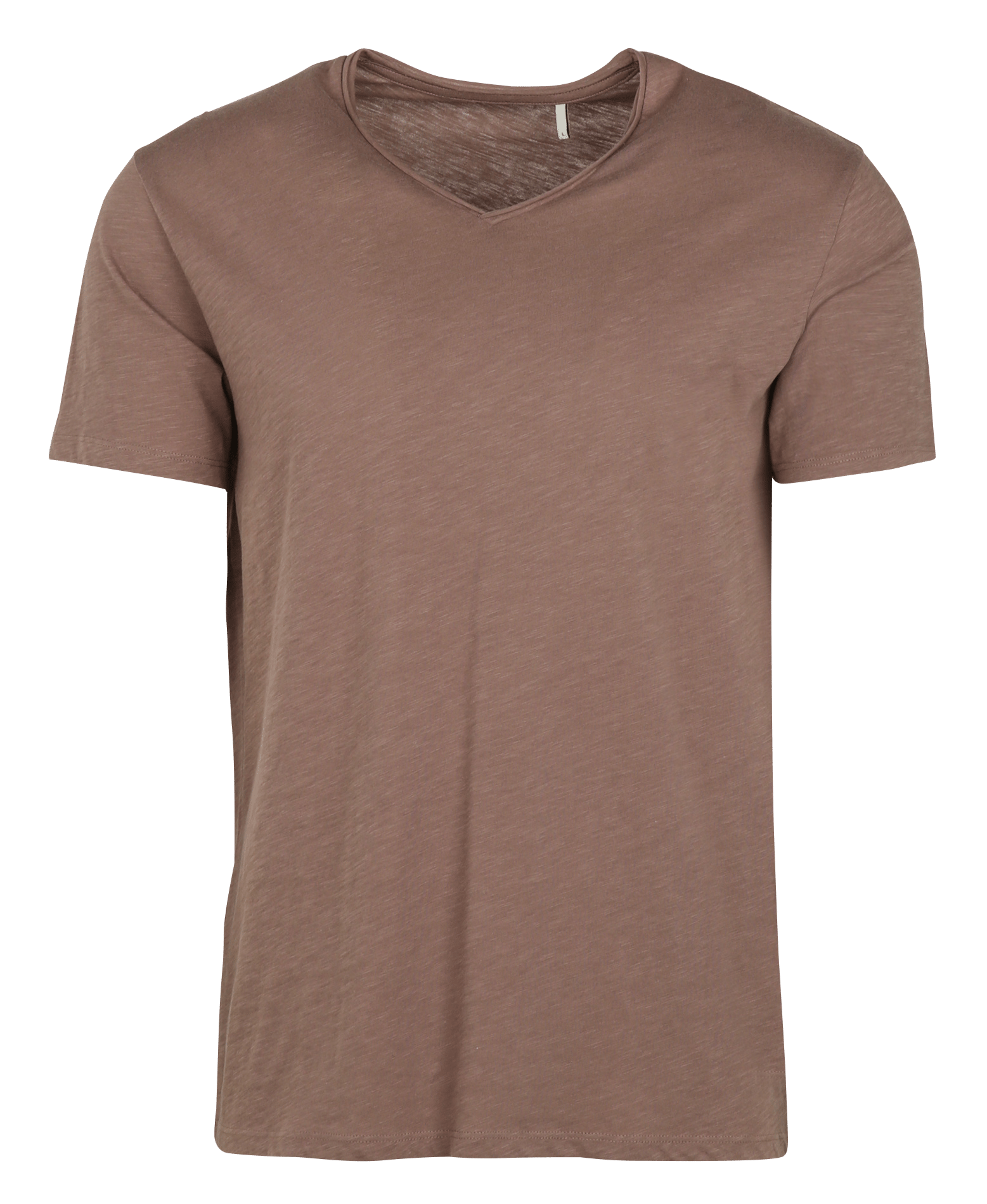 Tee-shirt droit col v en coton IKKS Marron