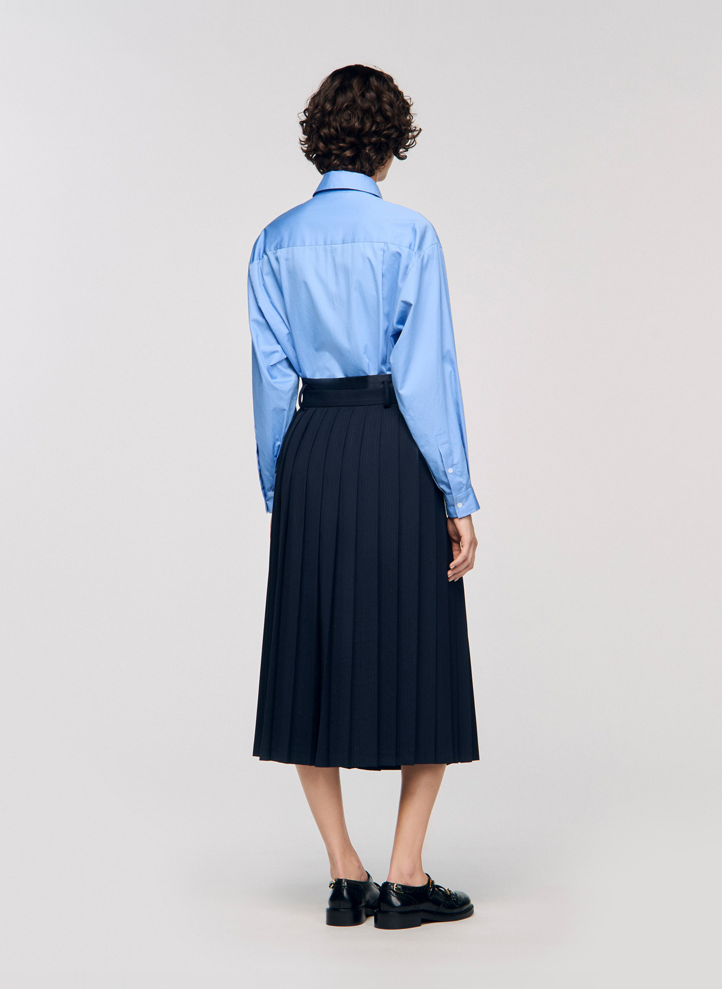 Jupe plissée évasée unie | Bleu SANDRO Femme
