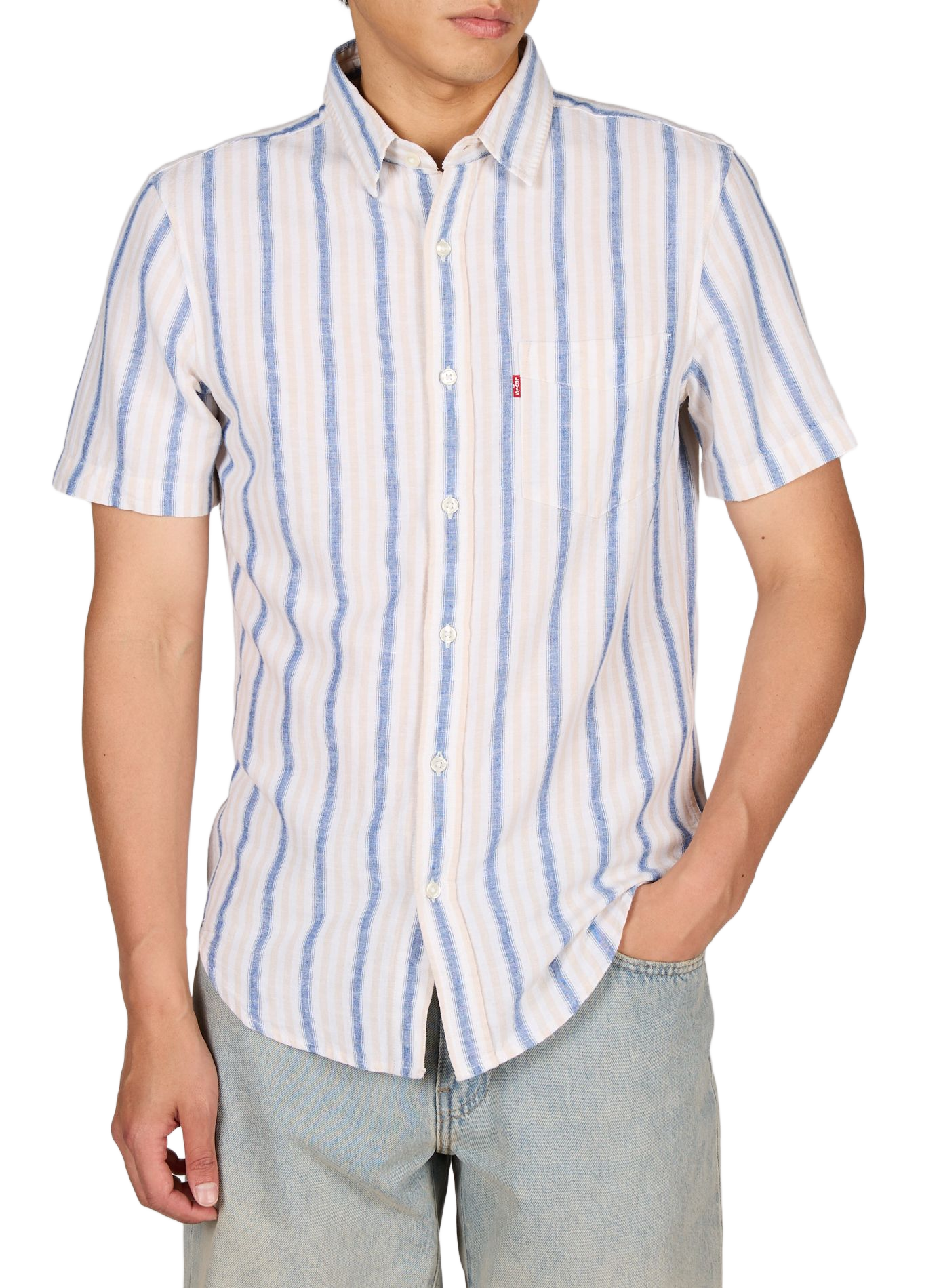 Camisa a rayas de algodón y lino mezclado LEVI'S Amarillo