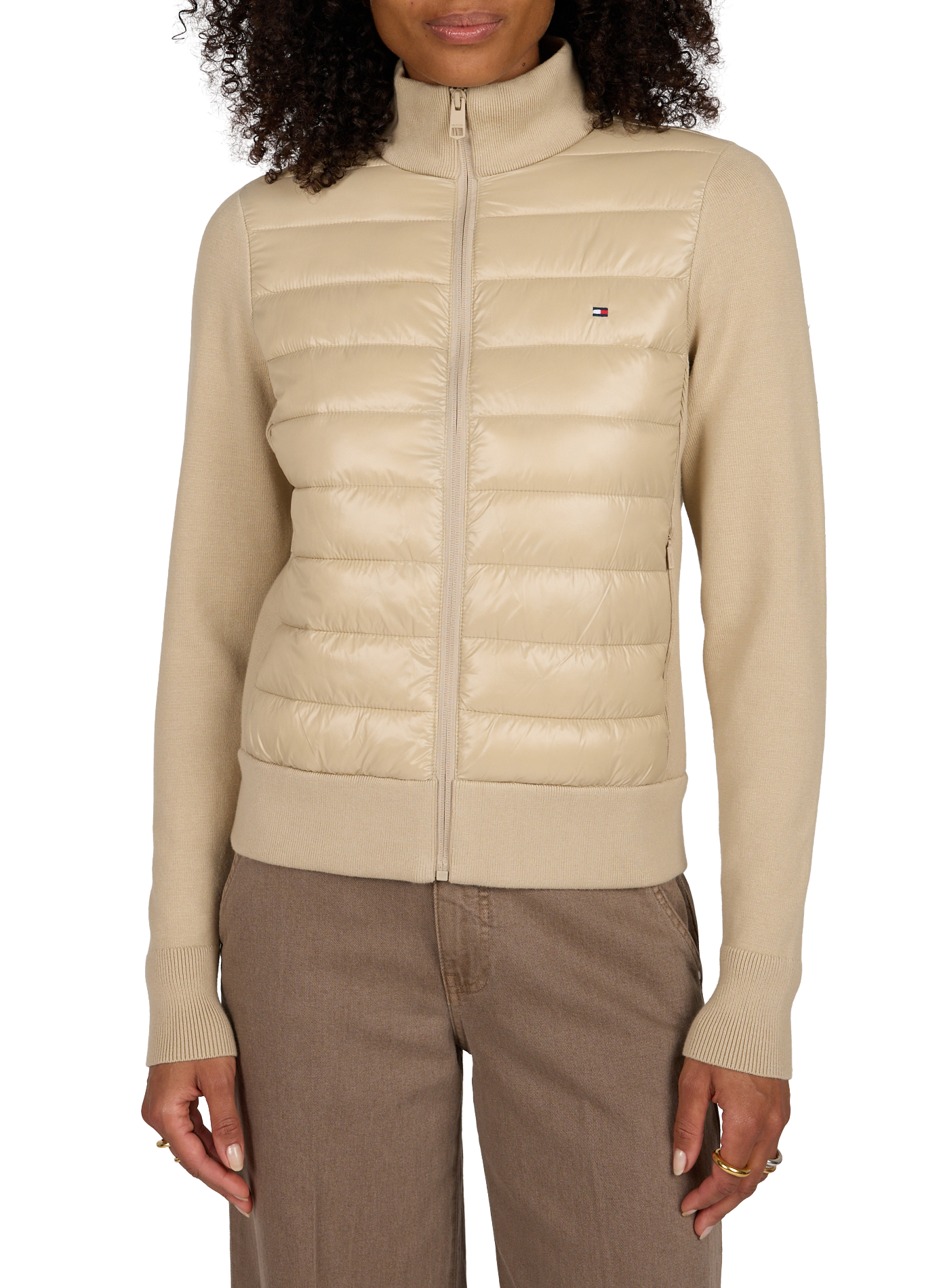 Quilted jacket with high collar | Beige TOMMY HILFIGER Women