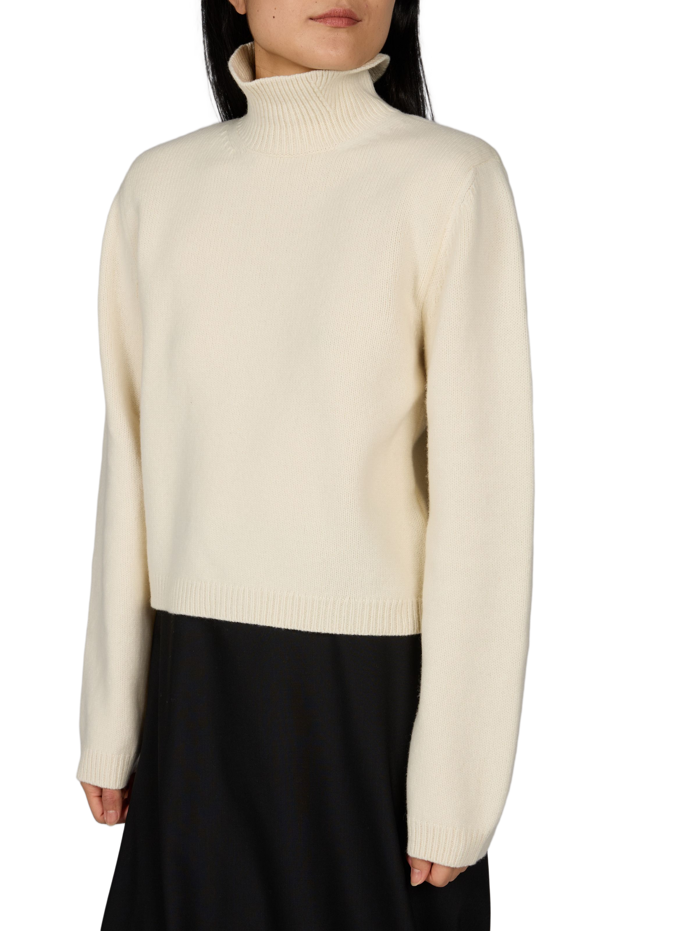 Gerippter Pullover mit Stehkragen aus Wolle und Kaschmir ROHE FRAMES Beige