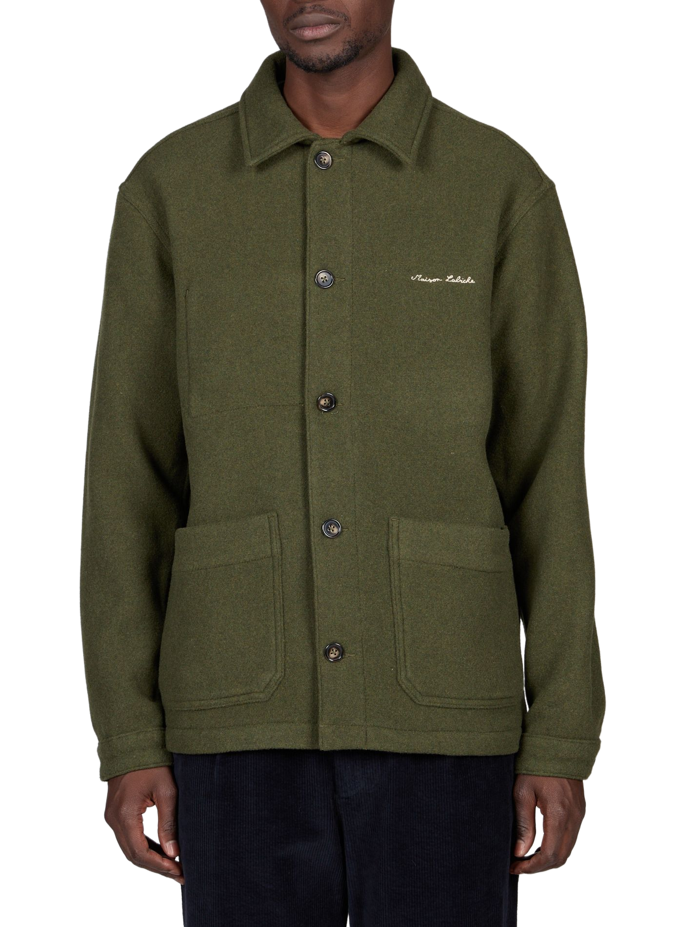 Veste droite col classique en laine mélangée MAISON LABICHE Vert