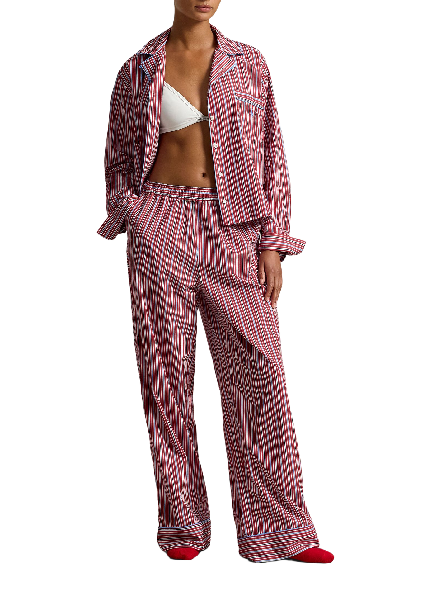 Ensemble de pyjama rayé en coton POLO RALPH LAUREN Rouge