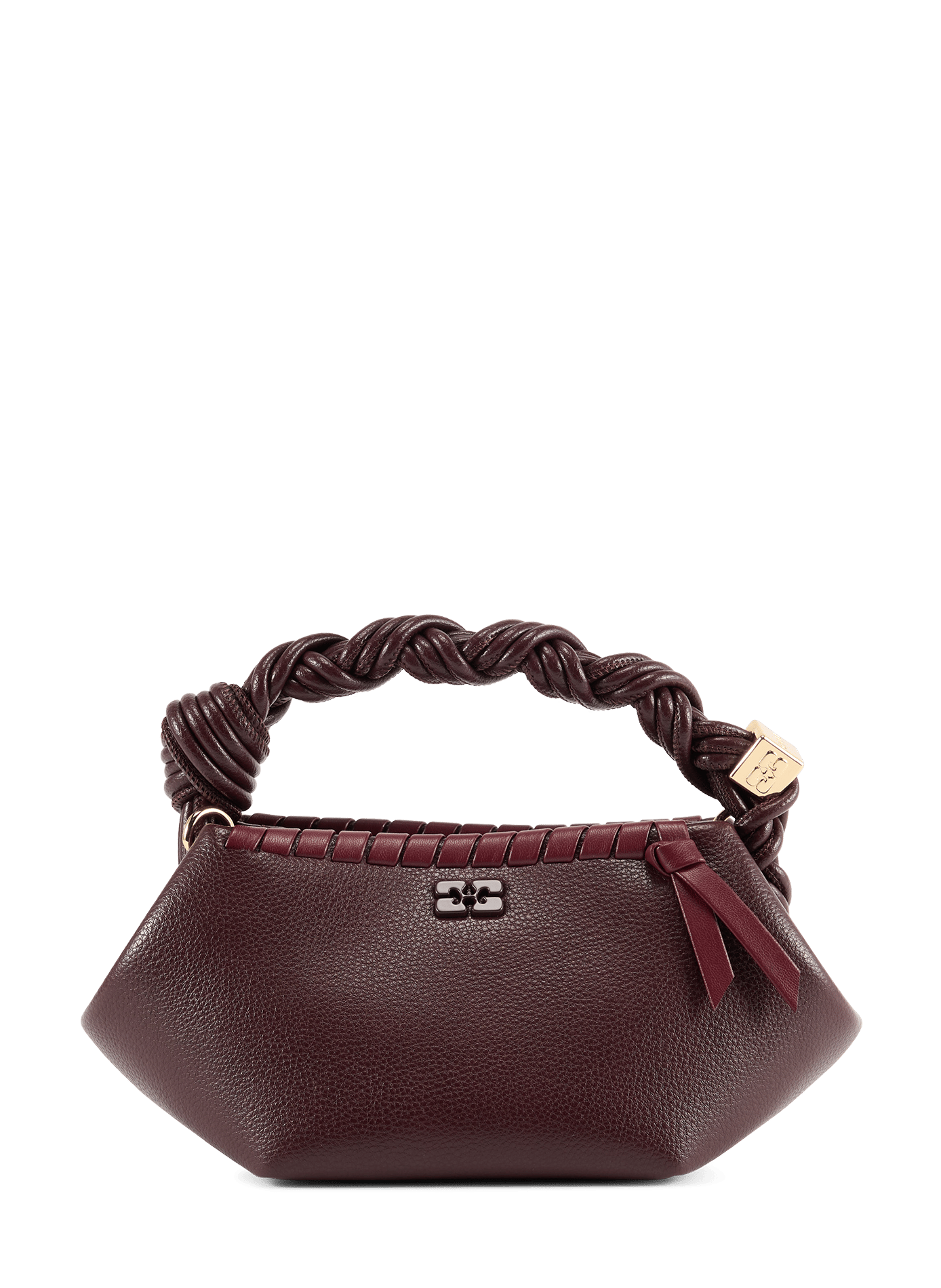 Mini handbag in Bou braided faux leather GANNI Brown