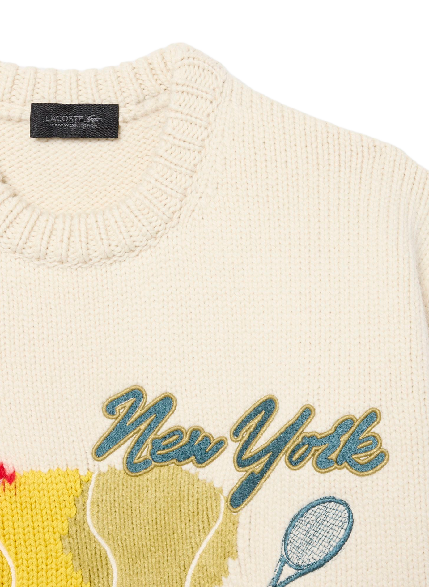 Gerade geschnittener Pullover mit Rundhalsausschnitt und Stickereien LACOSTE Weiss