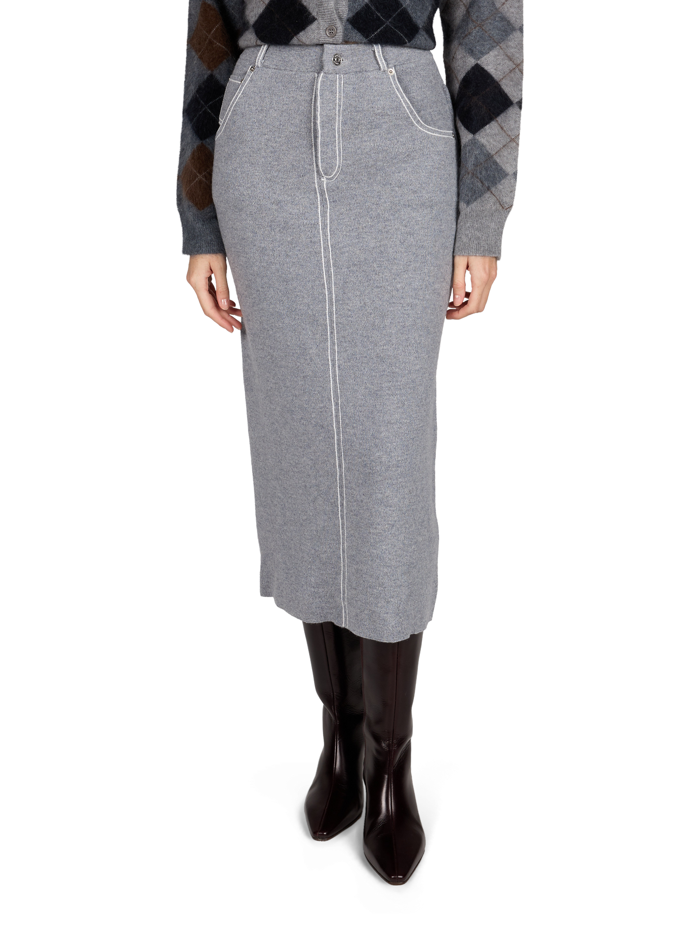Fitted wool midi skirt BERENICE Grey