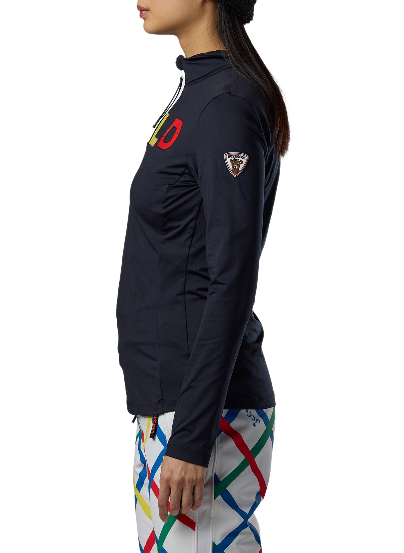 Gerader Pulli mit Stehkragen und Reißverschluss. ROSSIGNOL Schwarz