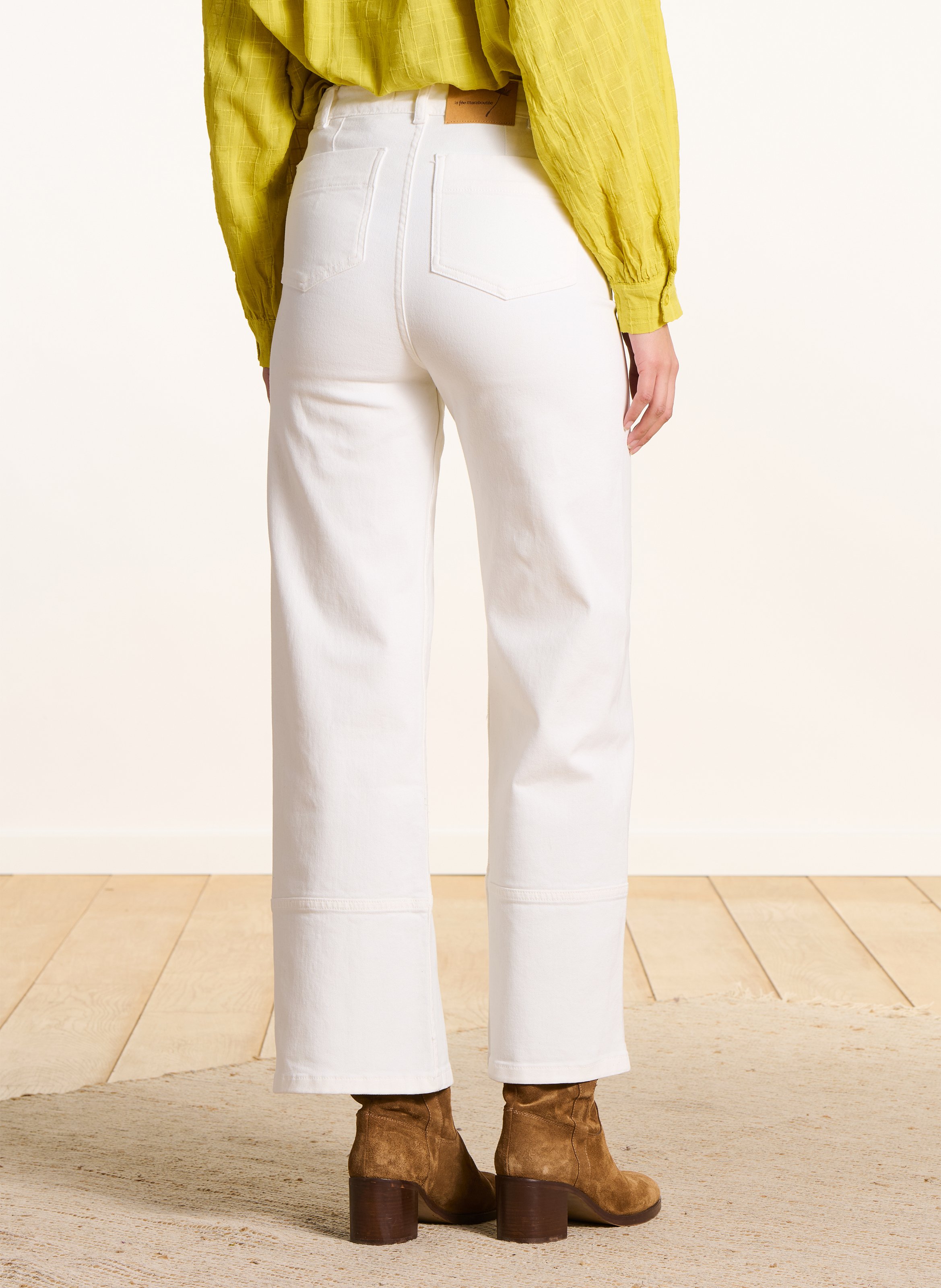 Rechte jeans met hoge taille van een biologisch katoenmengsel LA FEE MARABOUTEE Wit