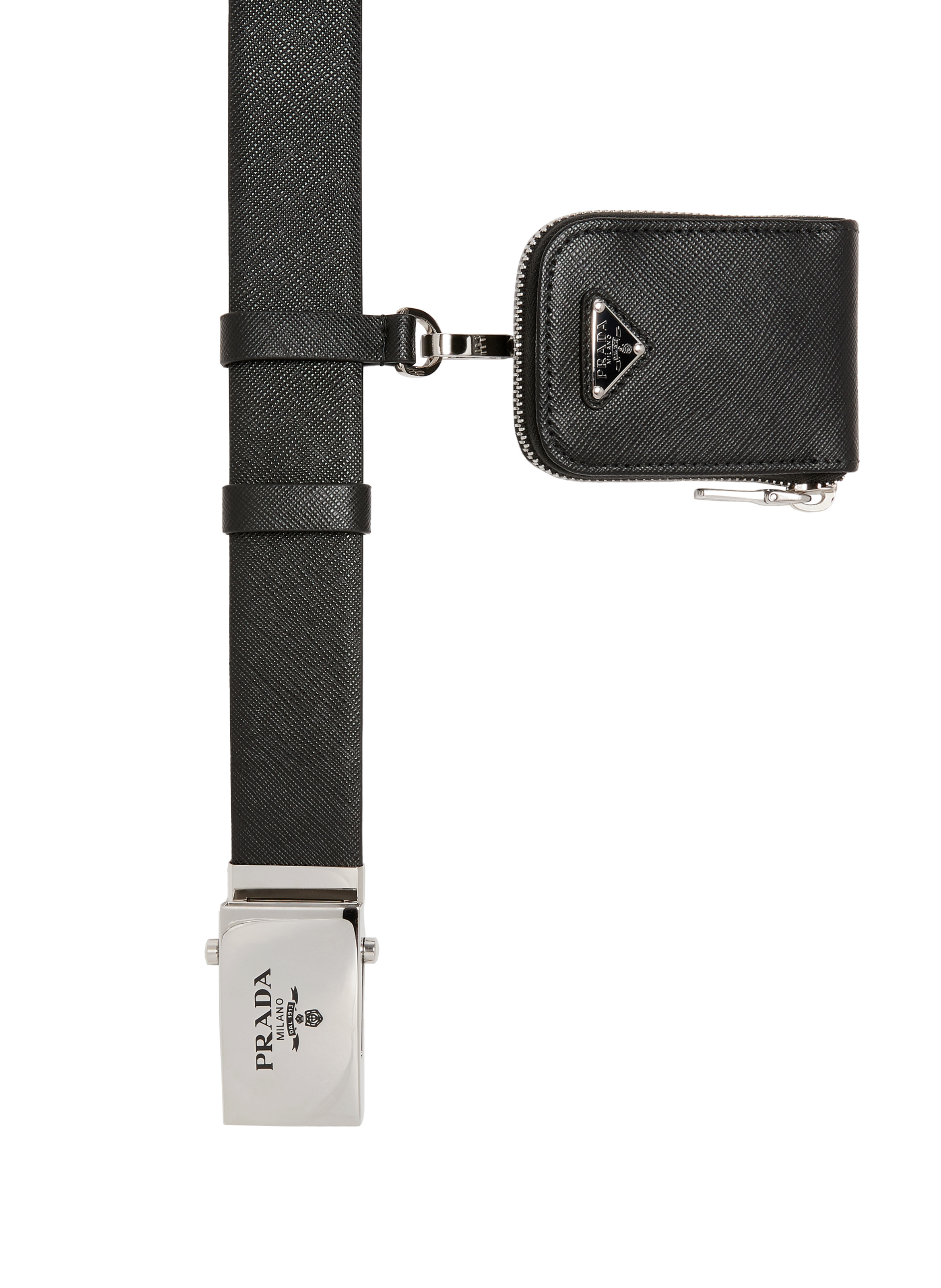 Leather belt with purse PRADA Black