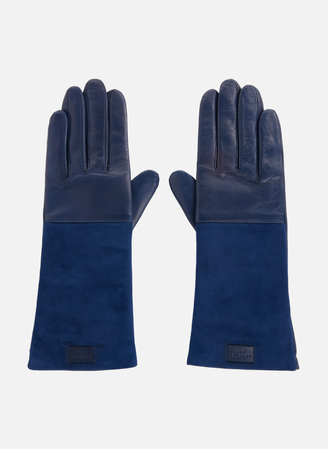 Smooth leather and suede gloves LANCEL