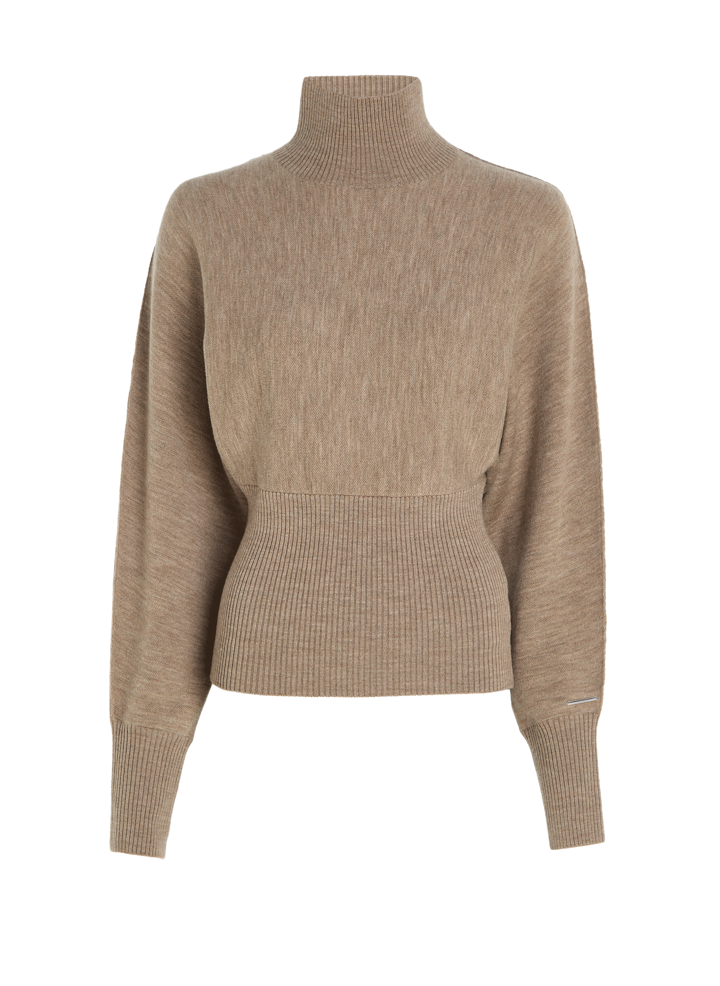 Pull col roulé en laine et coton