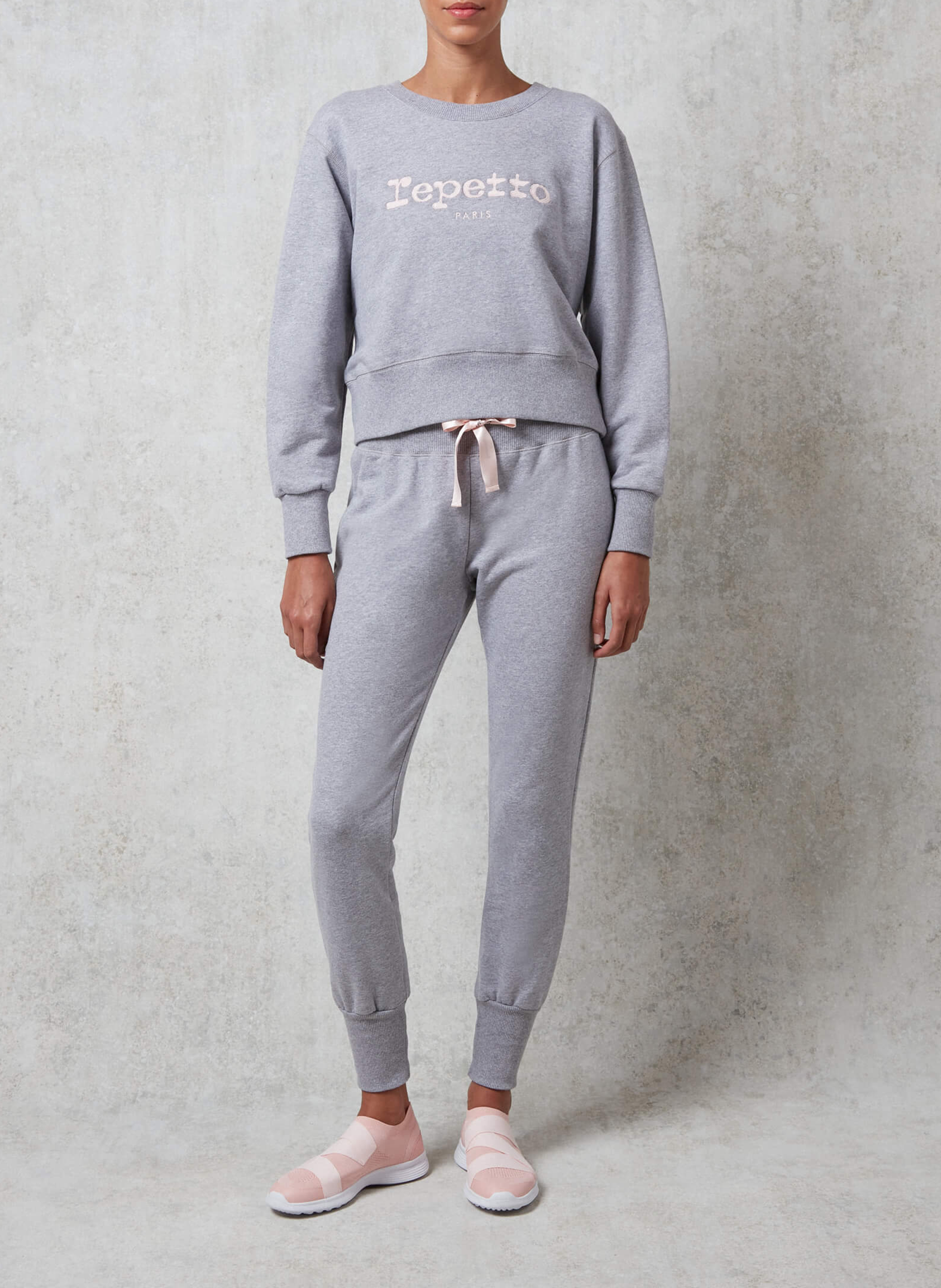 Sweatshirt col rond en coton brodé REPETTO Gris