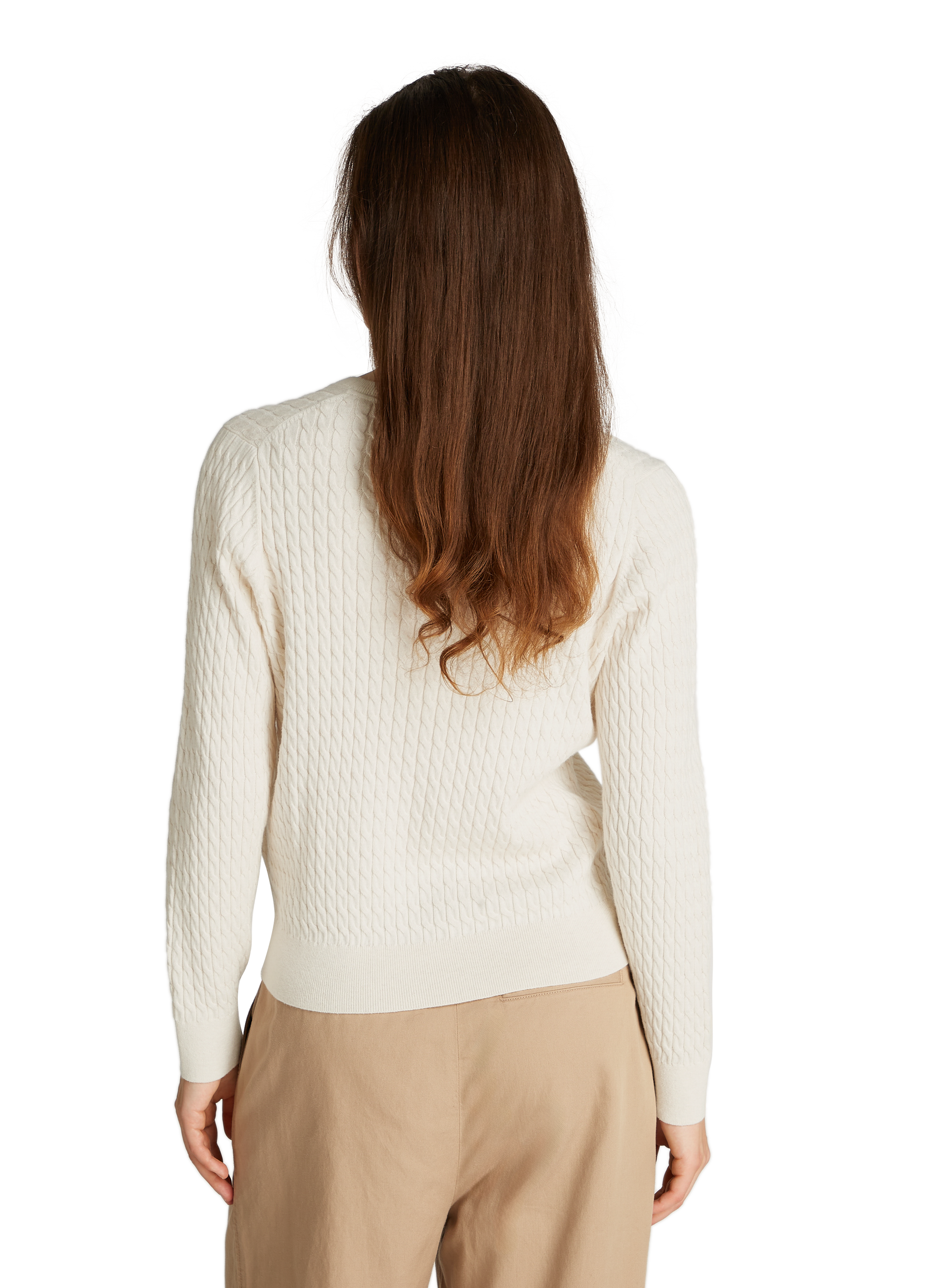 Pull col V en coton TOMMY HILFIGER Beige