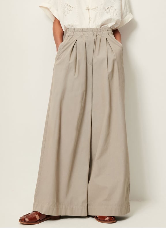 Pantalon large taille haute en coton bio ridye Bleu by SESSUN SESSUN Pantalon large taille haute en coton bio ridye Bleu