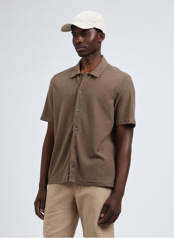 Straight cotton blend Shirt Brown by SAMSOE SAMSOE SAMSOE SAMSOE Straight cotton blend Shirt Brown