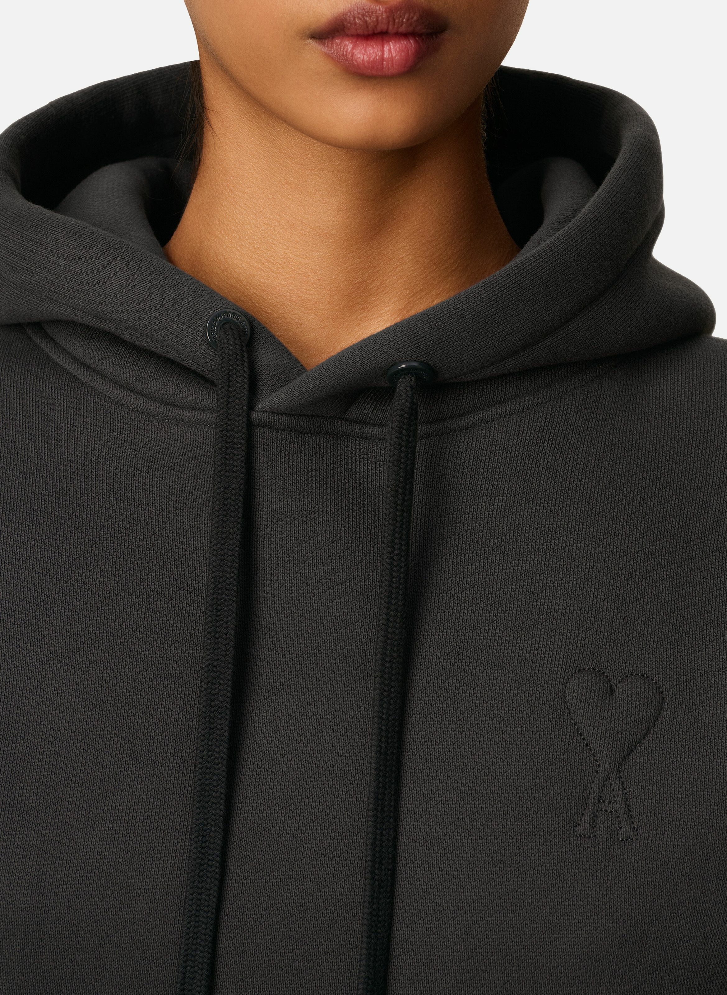 Hoodie ami de coeur embossé unisexe en coton AMI PARIS Gris