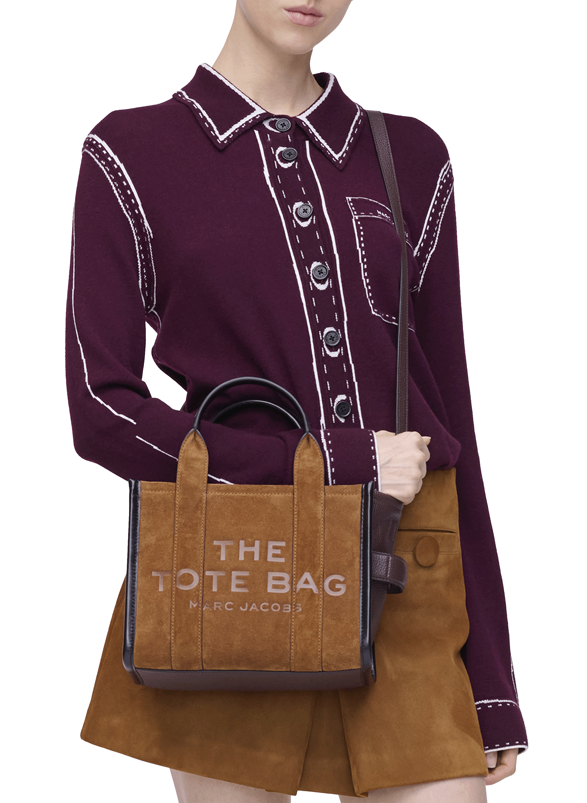 Sac cabas The Tote Bag en daim MARC JACOBS Marron