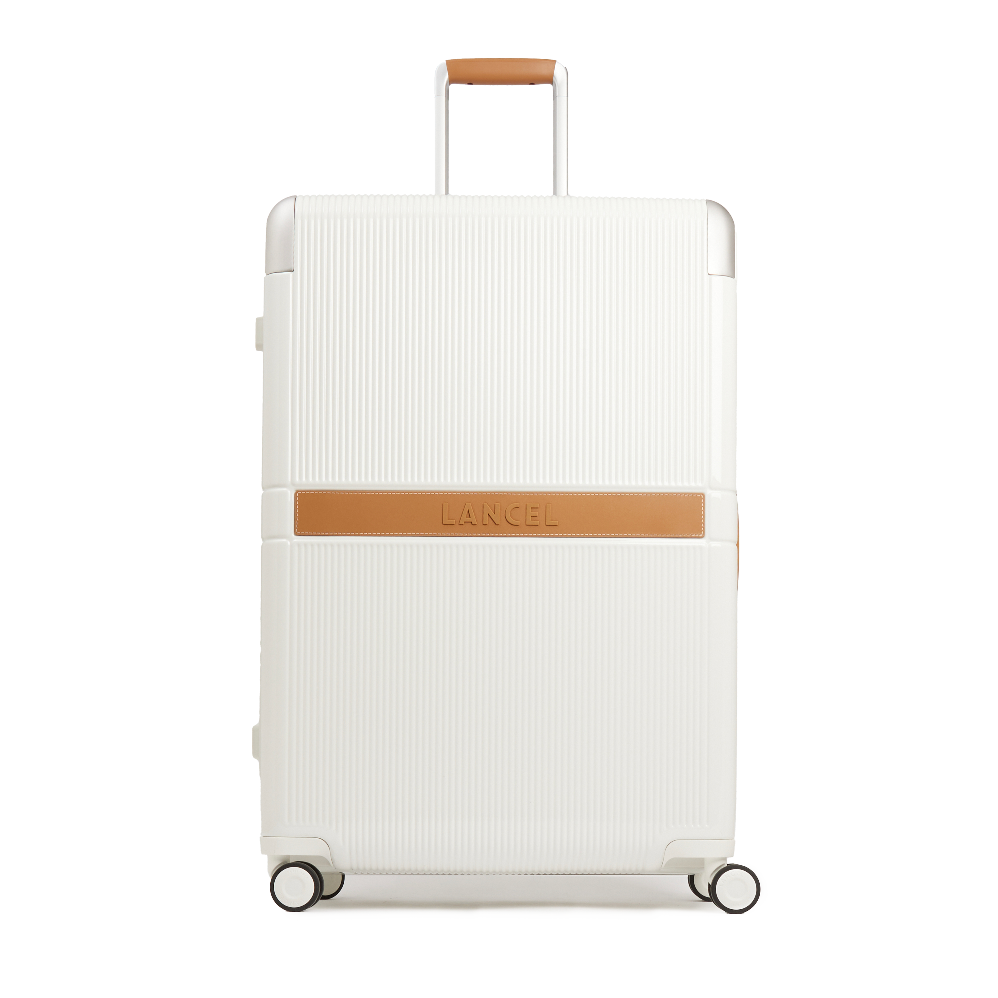 Medium suitcase with 4 wheels imprinted with Lancel logo in polycarbonate LANCEL White