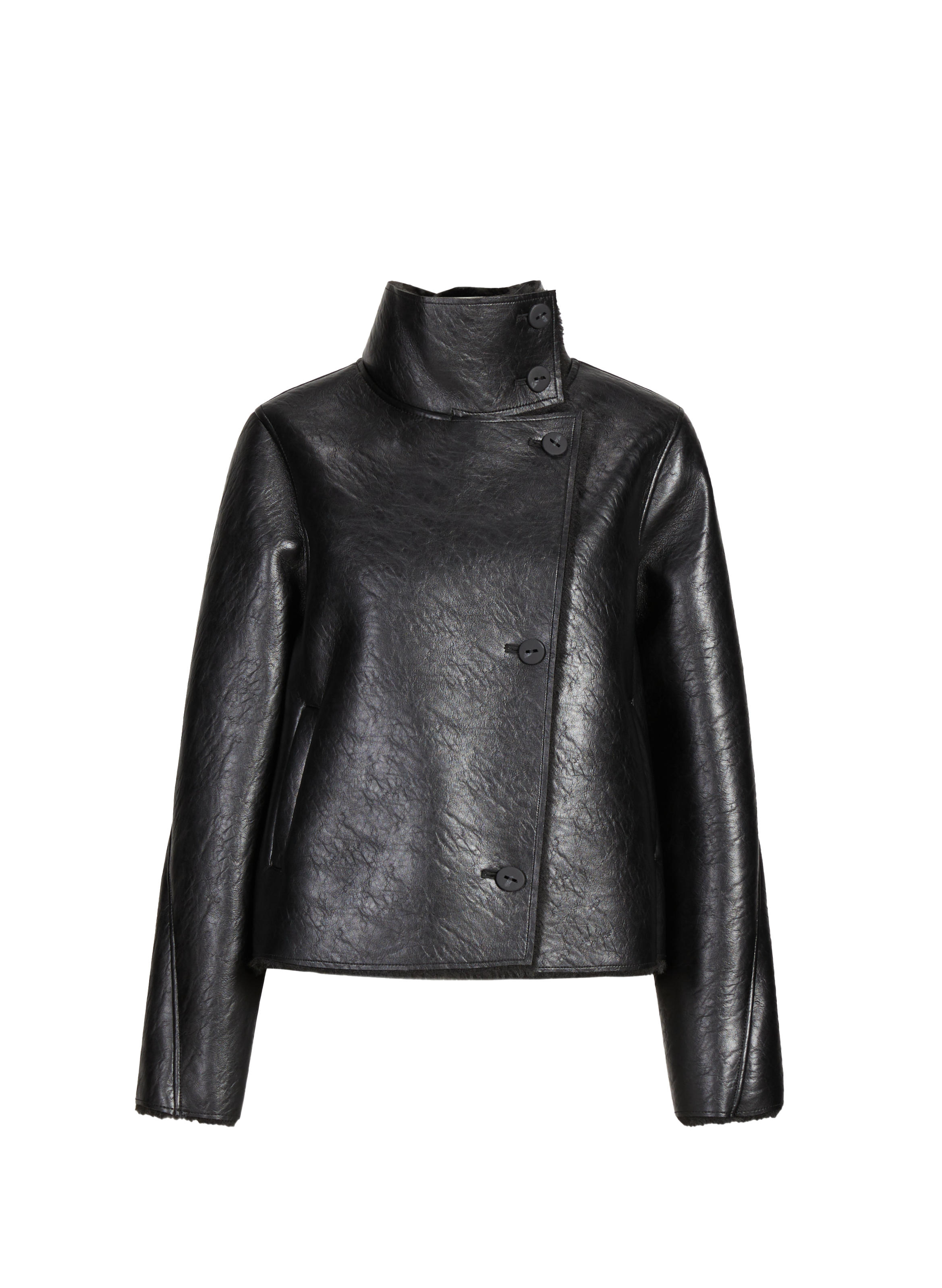 ADOLFO DOMINGUEZ Oversized jacket with high collar Black