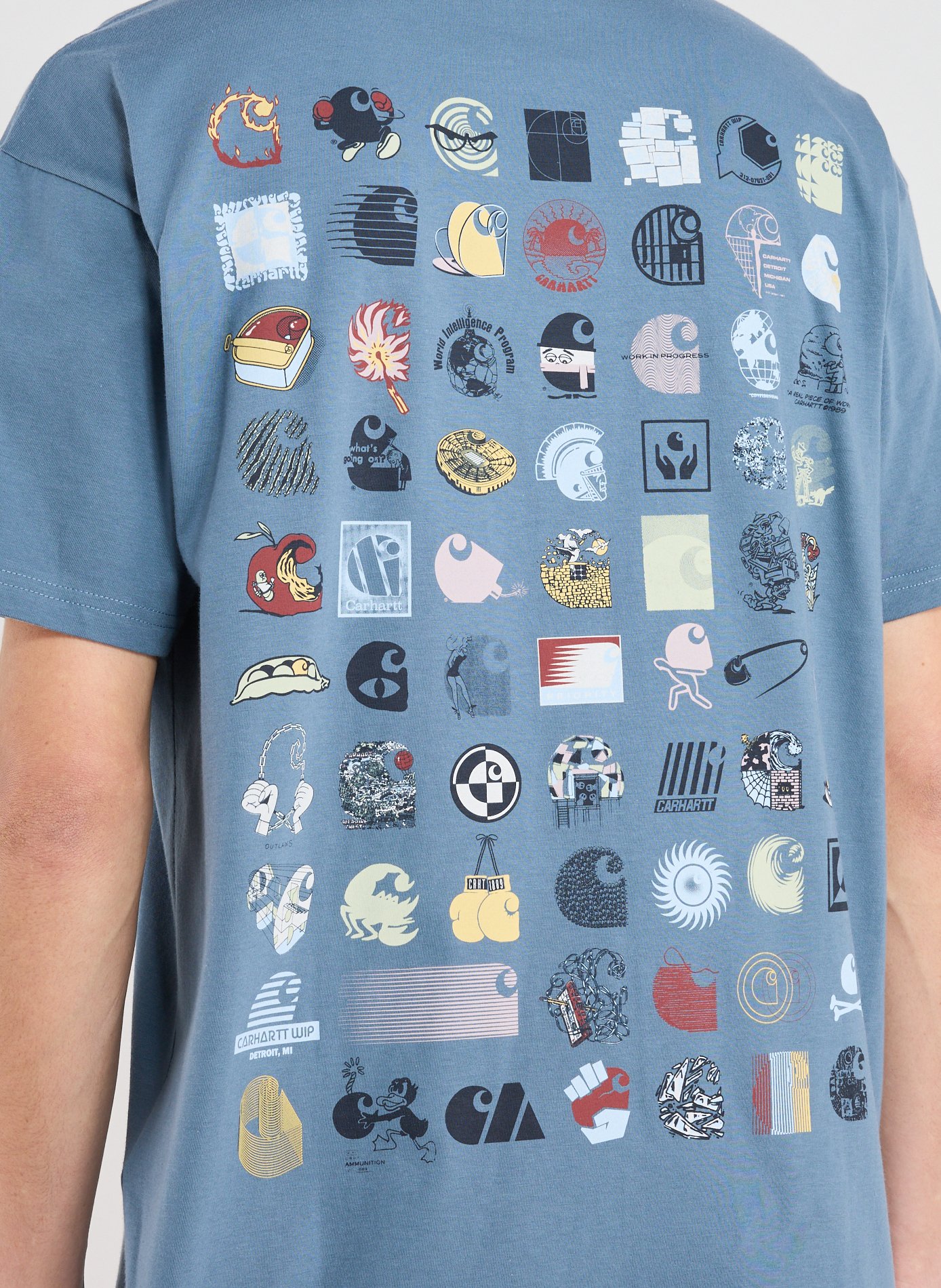 Round neck cotton printed T-shirt CARHARTT WIP Blue