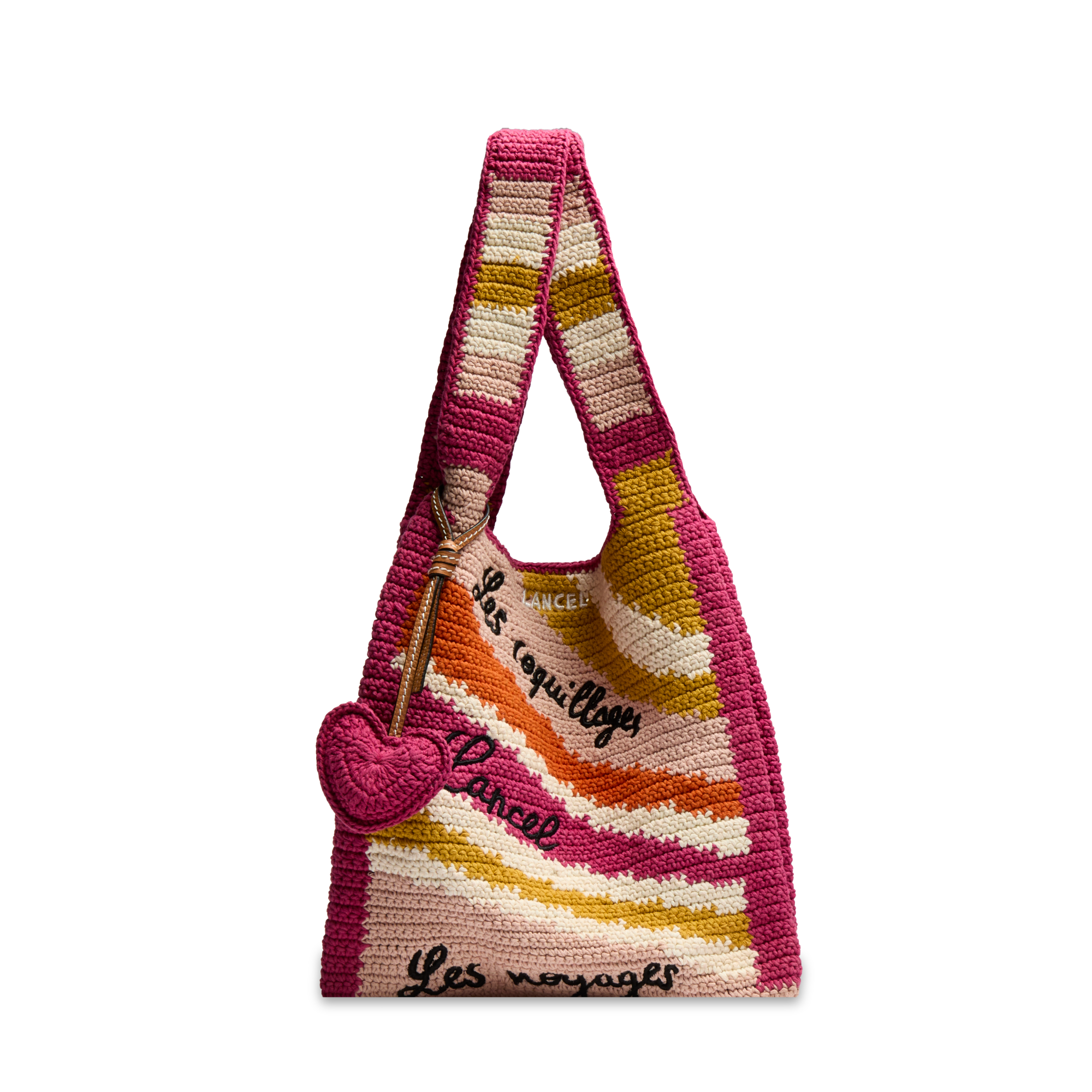 Sac shopper m summer mania de lancel en coton LANCEL Rose